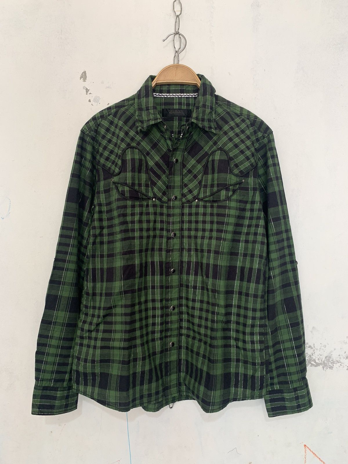 If Six Was Nine × Japanese Brand × Von Dutch Von dutch skull cotton check western shirt Size US L / EU 52-54 / 3 - 1 Thumbnail