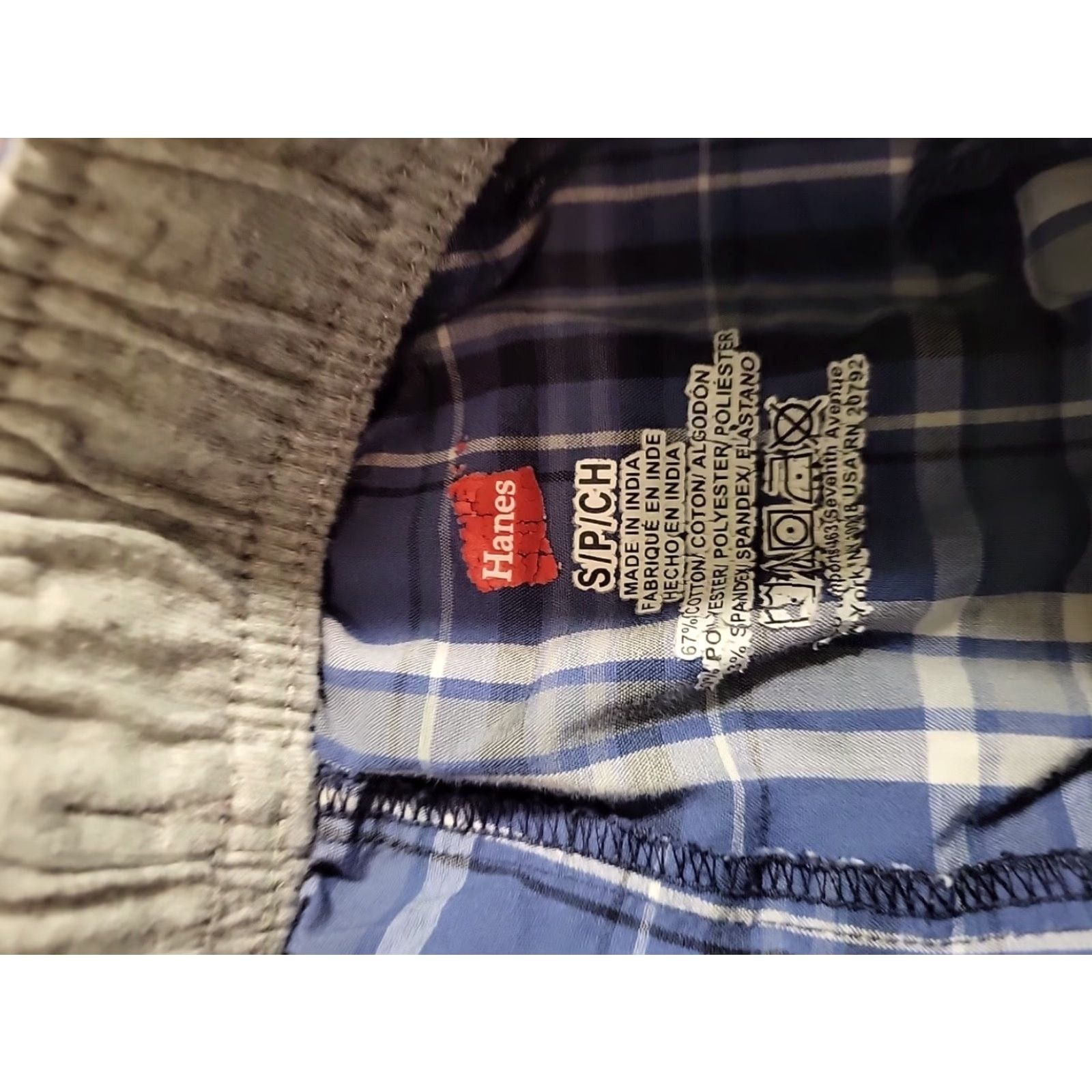 Hanes Hanes Pajama Pants Men Regular S 24-26" Waist Blue Plaid Bottoms Size US 29 - 4 Thumbnail