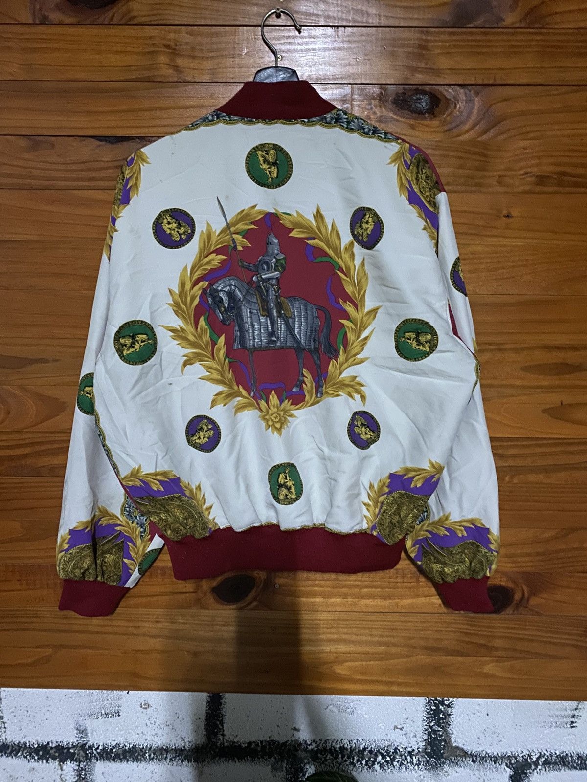 Japanese Brand Vintage RIFRAT Authentic Baroque Knight Print Bomber Jacket Size US L / EU 52-54 / 3 - 9 Thumbnail