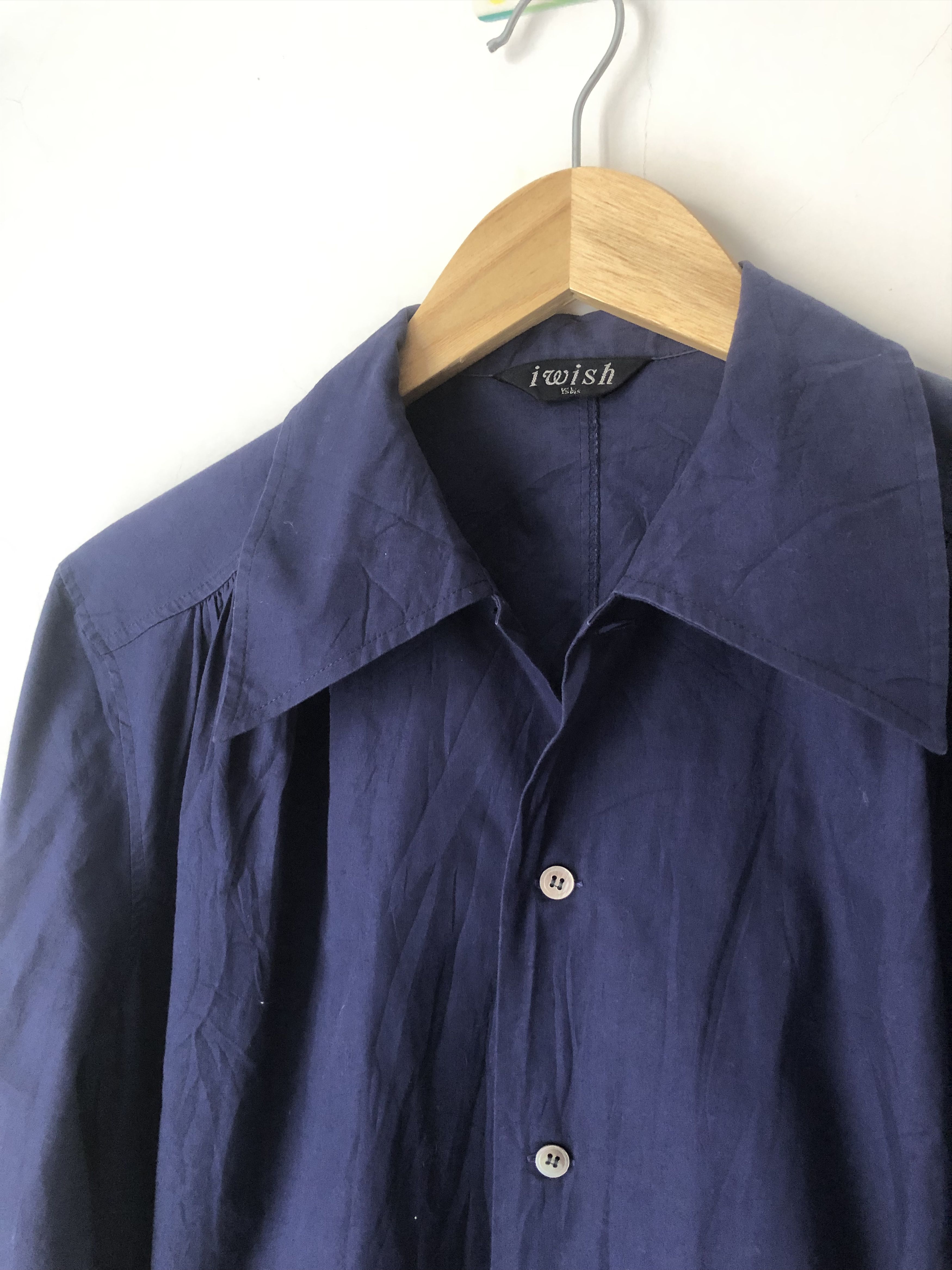 Yohji Yamamoto navy pleated shirt Size M / US 6-8 / IT 42-44 - 2 Thumbnail