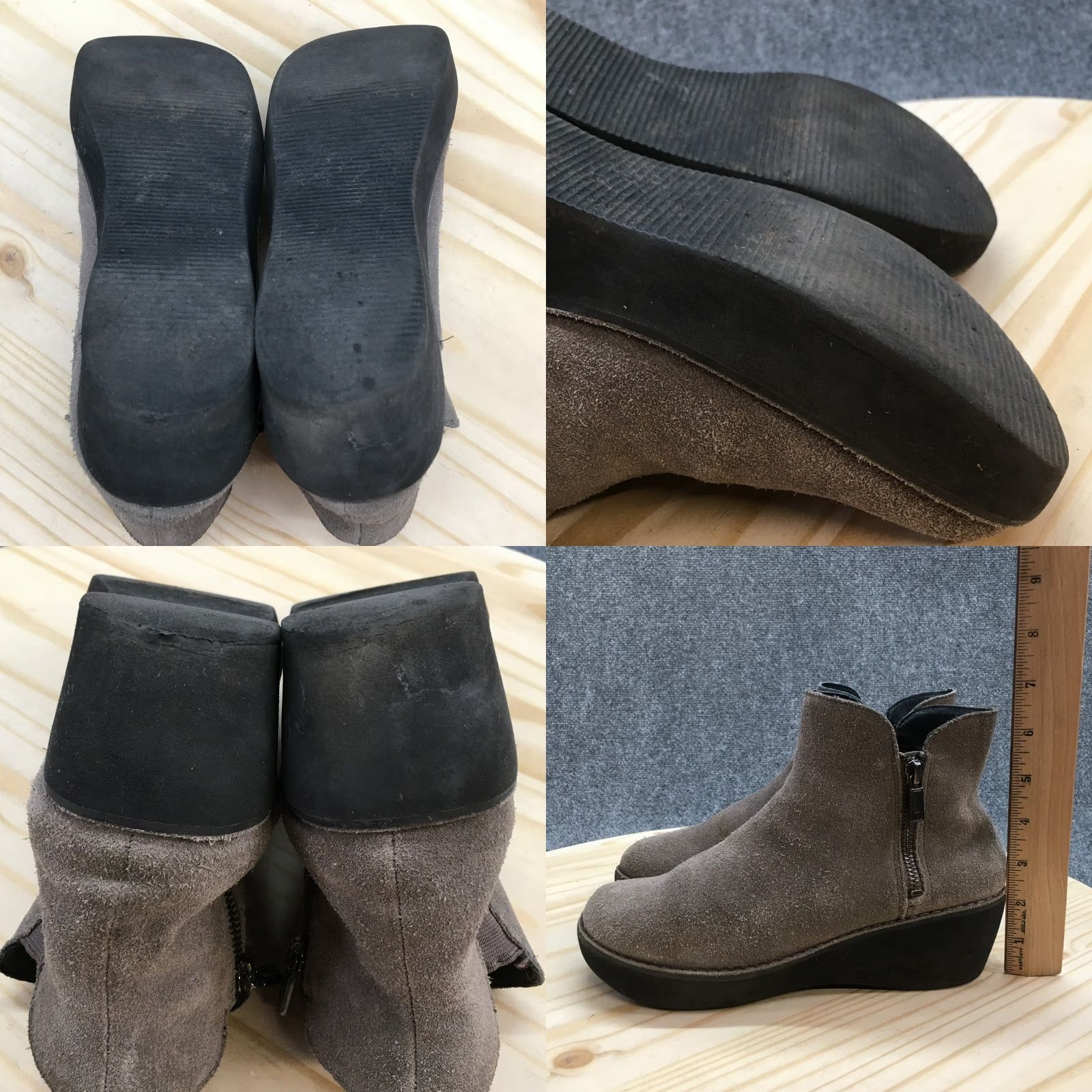 Vintage Kenneth Cole Reaction Boots Womens 8 Gray Leather Wedge Ankle Booties Zip Size US 8 / IT 38 - 8 Thumbnail