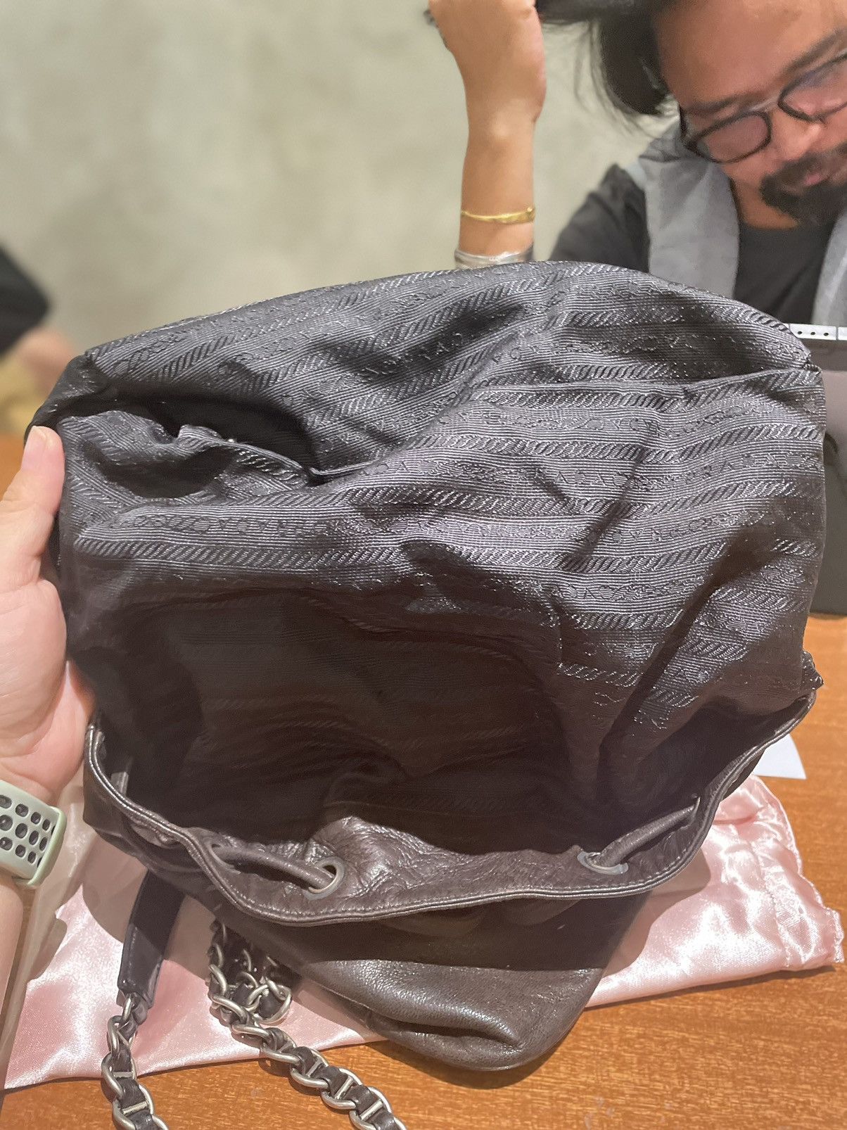Prada × Vintage Prada Backpack Leather in Chain Strap Size ONE SIZE - 16 Thumbnail