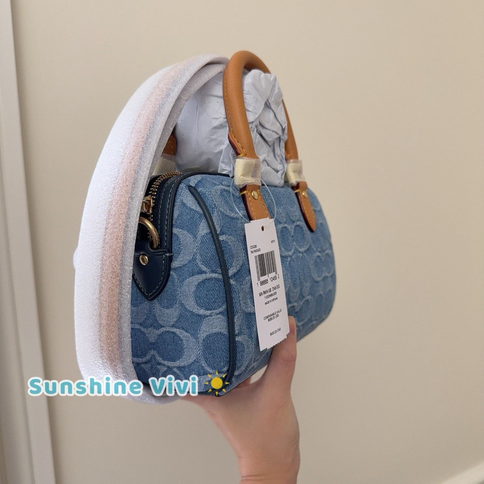 Coach NWT COACH Mini Rowan Crossbody Bag Signature Denim CDQ36 Size ONE SIZE - 10 Thumbnail
