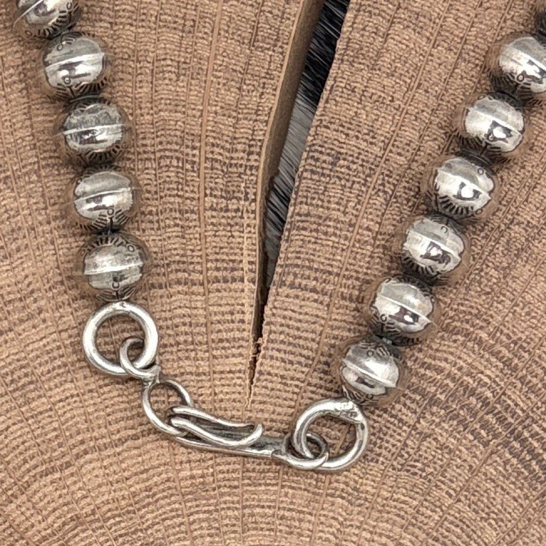 Native 1970s Native American NAVAJO 3-Station Stamped Bead Necklace Size ONE SIZE - 5 Thumbnail