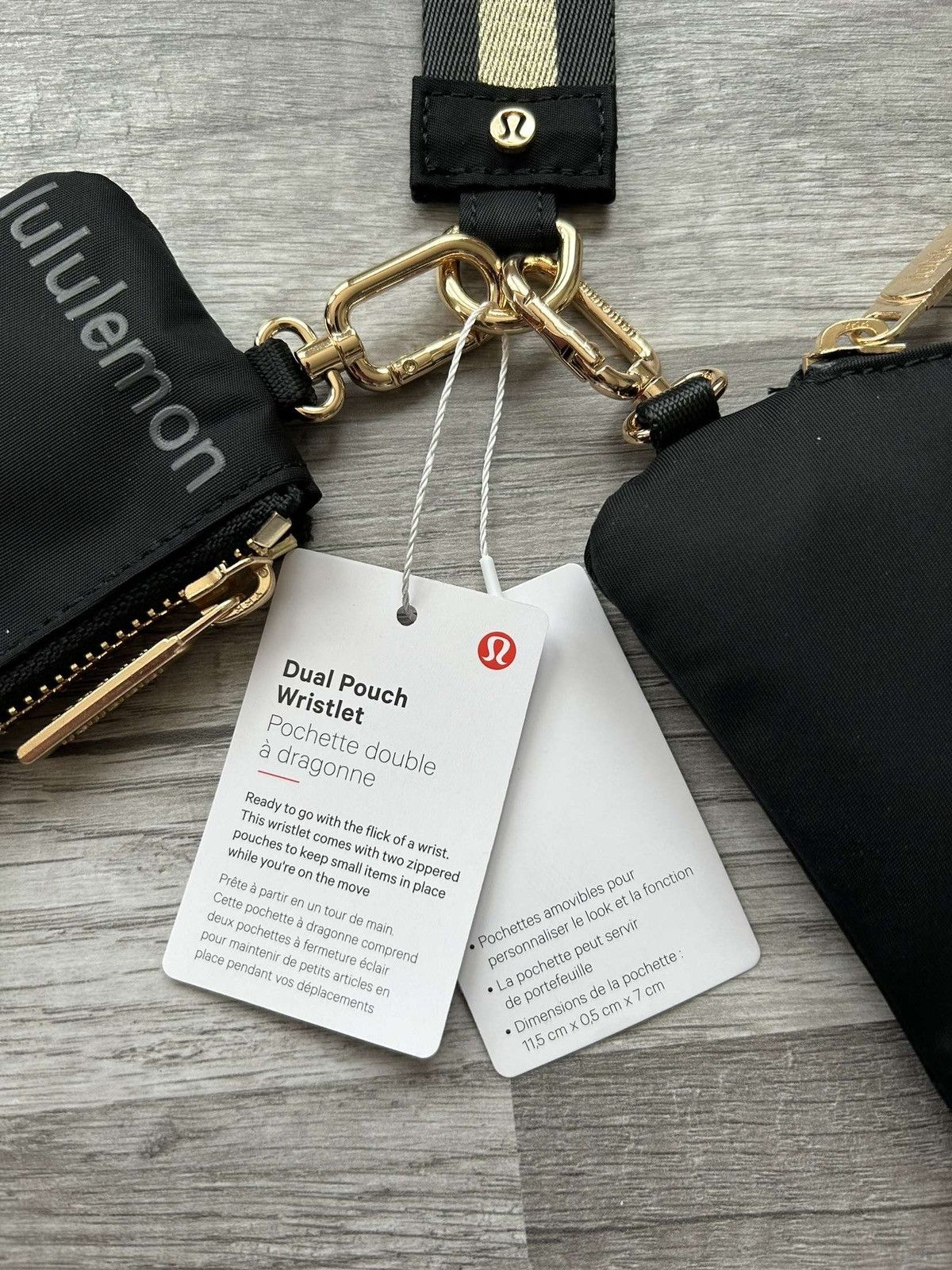 Lululemon Lululemon Dual Pouch Wristlet Wallet Black and Gold Wordmark Size ONE SIZE - 5 Thumbnail