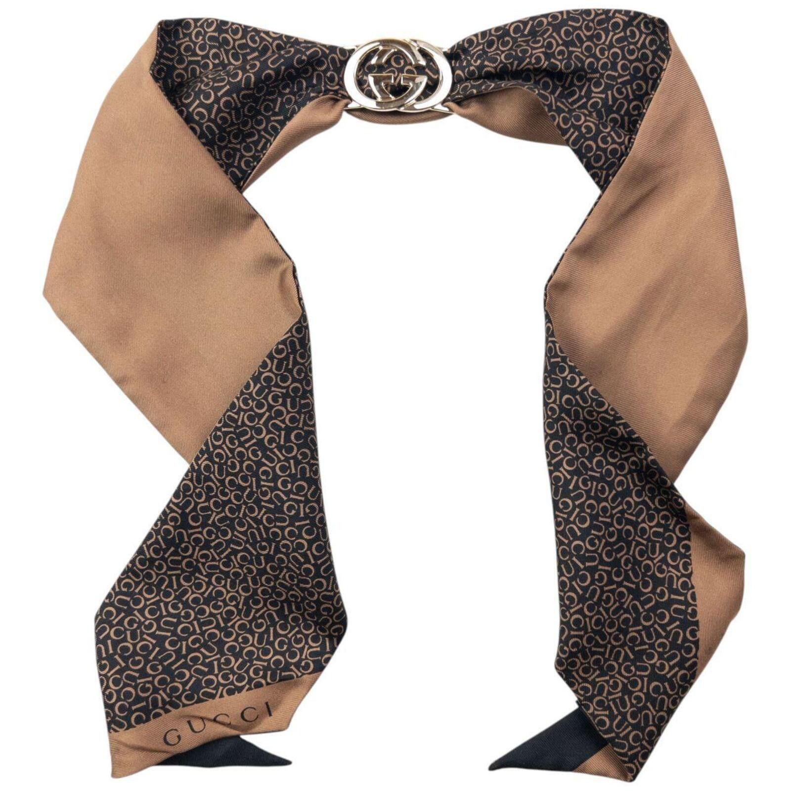 Gucci Vintage 2000s Gucci Monogram Silk Neck Scarf Size ONE SIZE - 2 Thumbnail