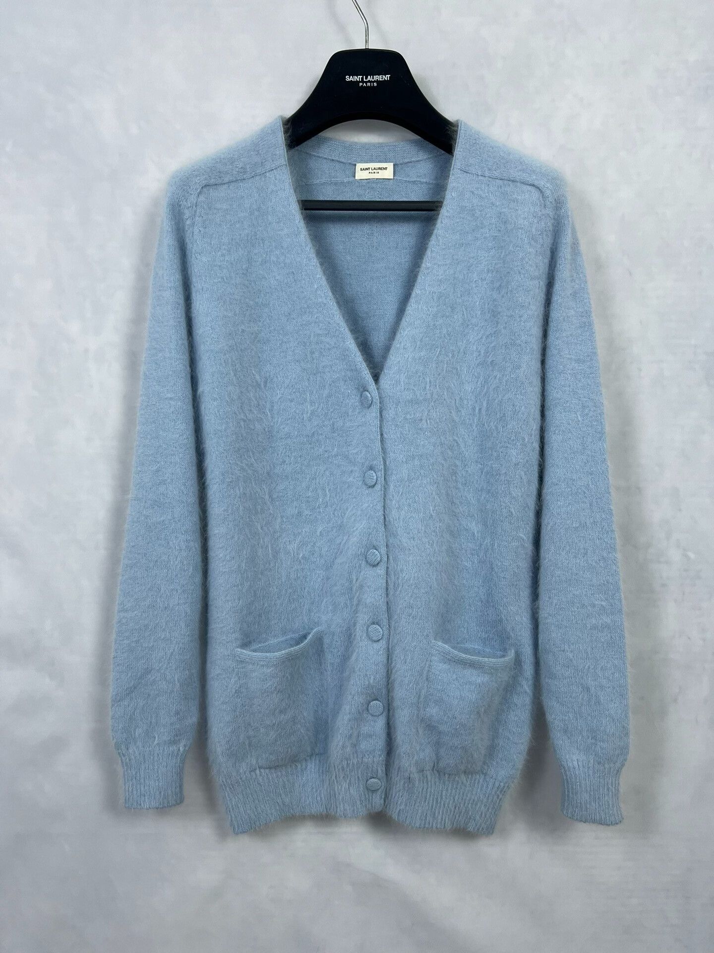 Saint Laurent Paris Saint Laurent Light Blue Knit Cardigan Size XS / US 0-2 / IT 36-38 - 1 Thumbnail