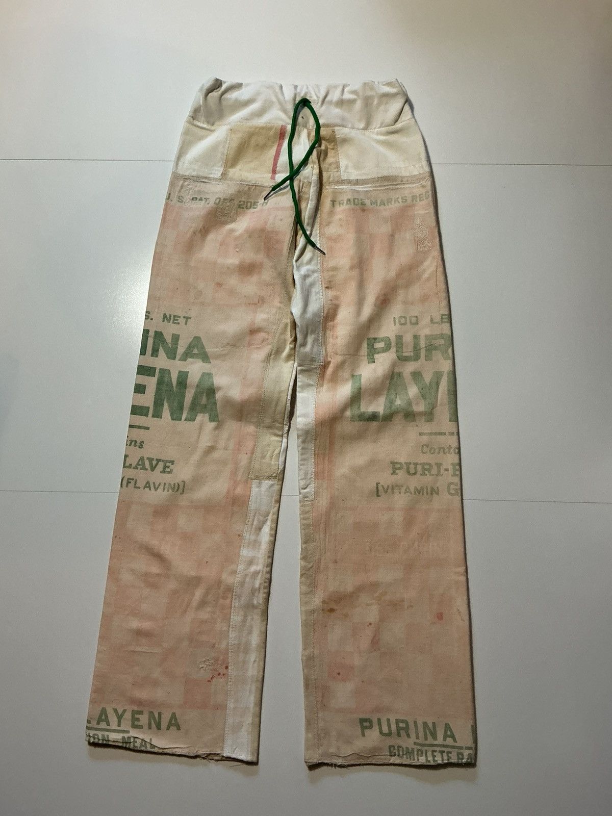 Vintage Vintage Purina Layena Feed Sack Patchwork OOAK Canvas Pants Size US 30 / EU 46 - 1 Thumbnail