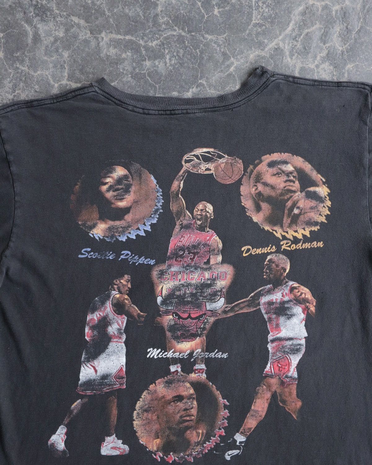 Rap Tees Vintage 1990s 90s Chicago Bulls Rodman Black Rap Tee Shirt Size US L / EU 52-54 / 3 - 8 Thumbnail
