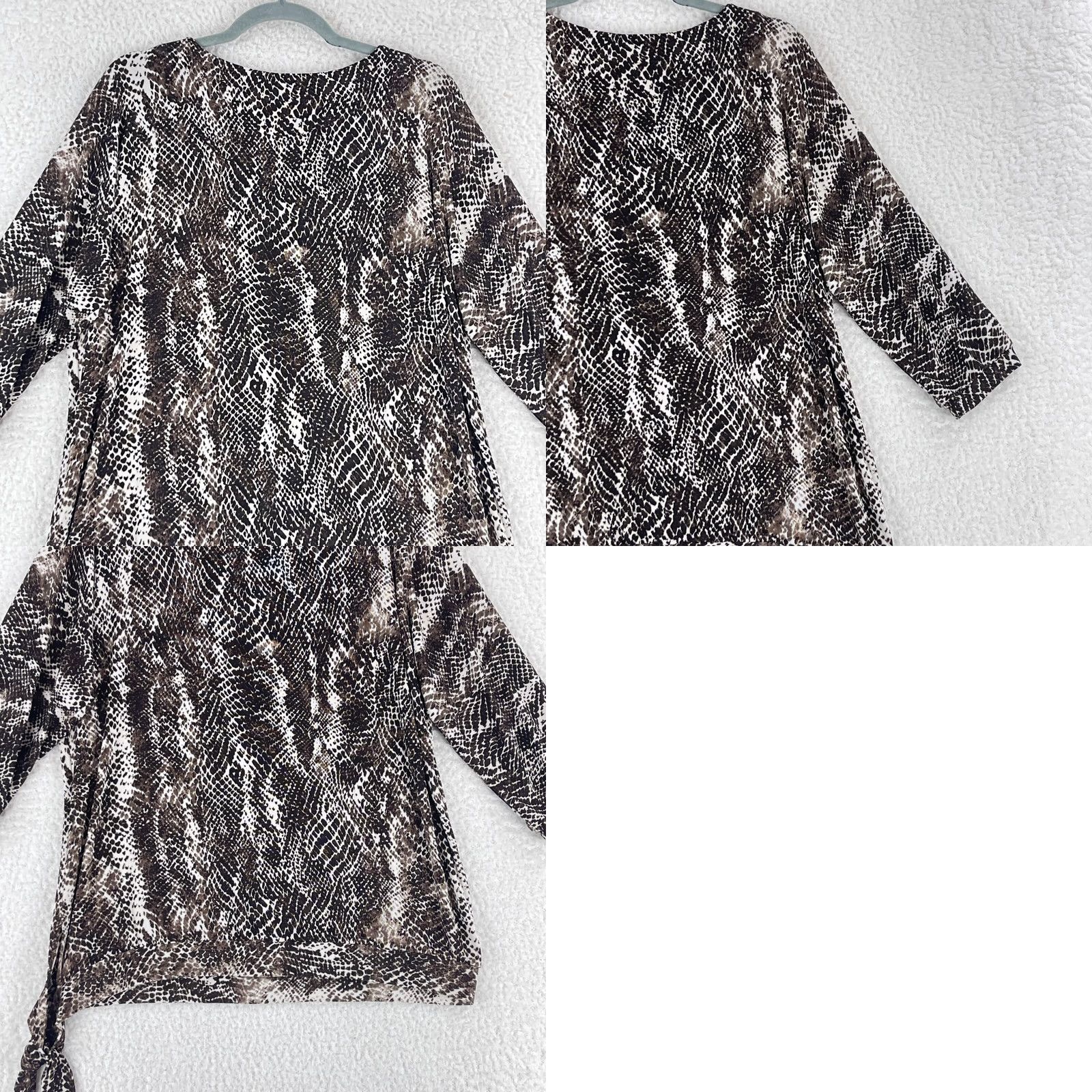 Vintage Chico's Brown Animal Print Shirt Womens 3/4 Sleeve Side Tie Pullover Size Large Size L / US 10 / IT 46 - 9 Thumbnail