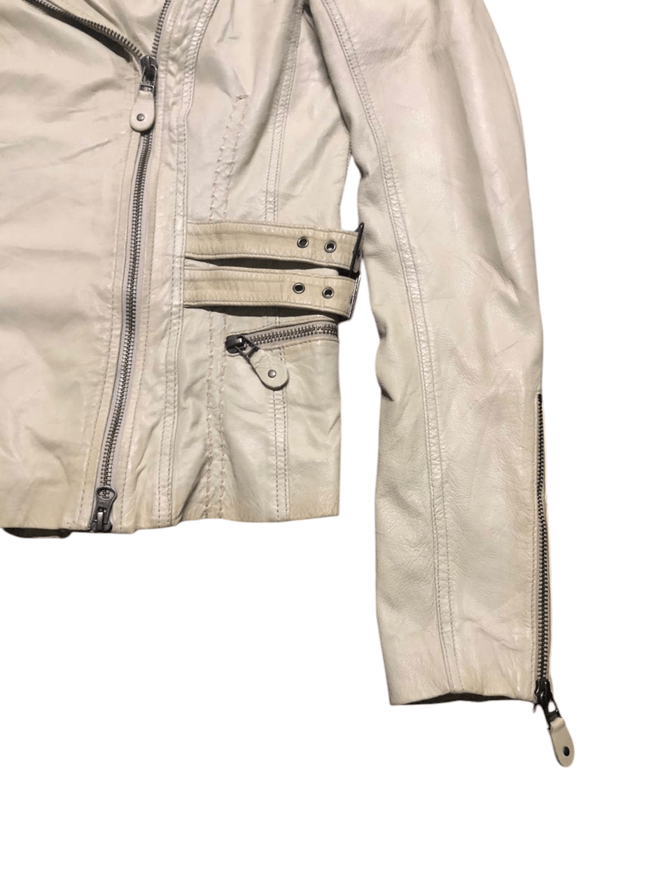 Branded Leather × Leather MAX&Co. Double Collar Lamb leather Ride Jacket Cream Size US XXS / EU 40 - 6 Thumbnail