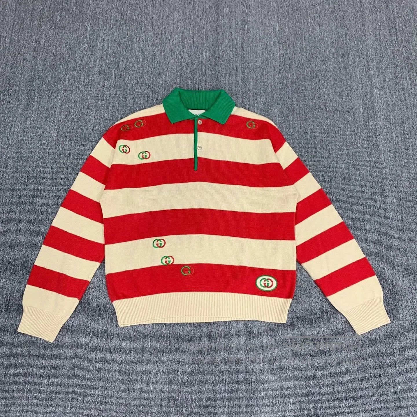 Gucci Gucci Double G Striped Polo Sweater. Size US XL / EU 56 / 4 - 1 Thumbnail