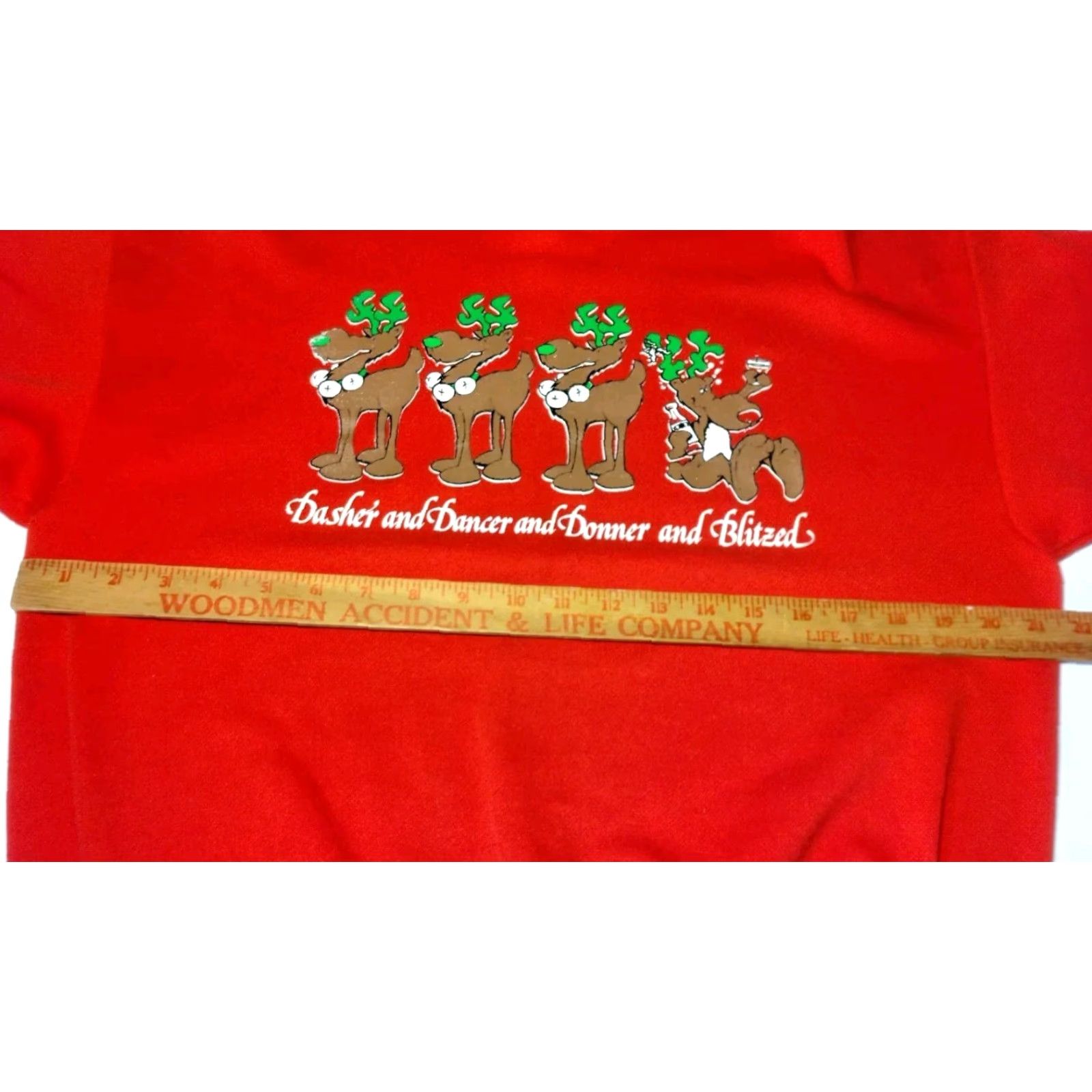 Vintage VINTAGE TNT by Trau Loevner Reindeer Christmas Sweatshirt XL Red Crewneck Mens Pullover Knit Graphic Print Funny Size US XL / EU 56 / 4 - 4 Thumbnail