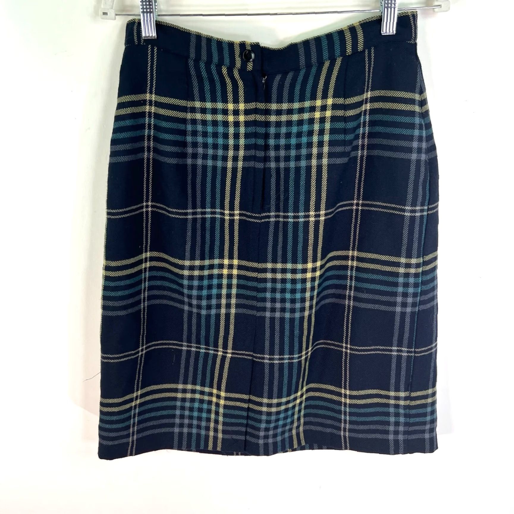 Vintage VINTAGE Jonathan Logan Plaid Skirt Women Size 12 Blue Lined Zip Knee Length 80s 90s Womens Size 34" / US 12 / IT 48 - 5 Thumbnail