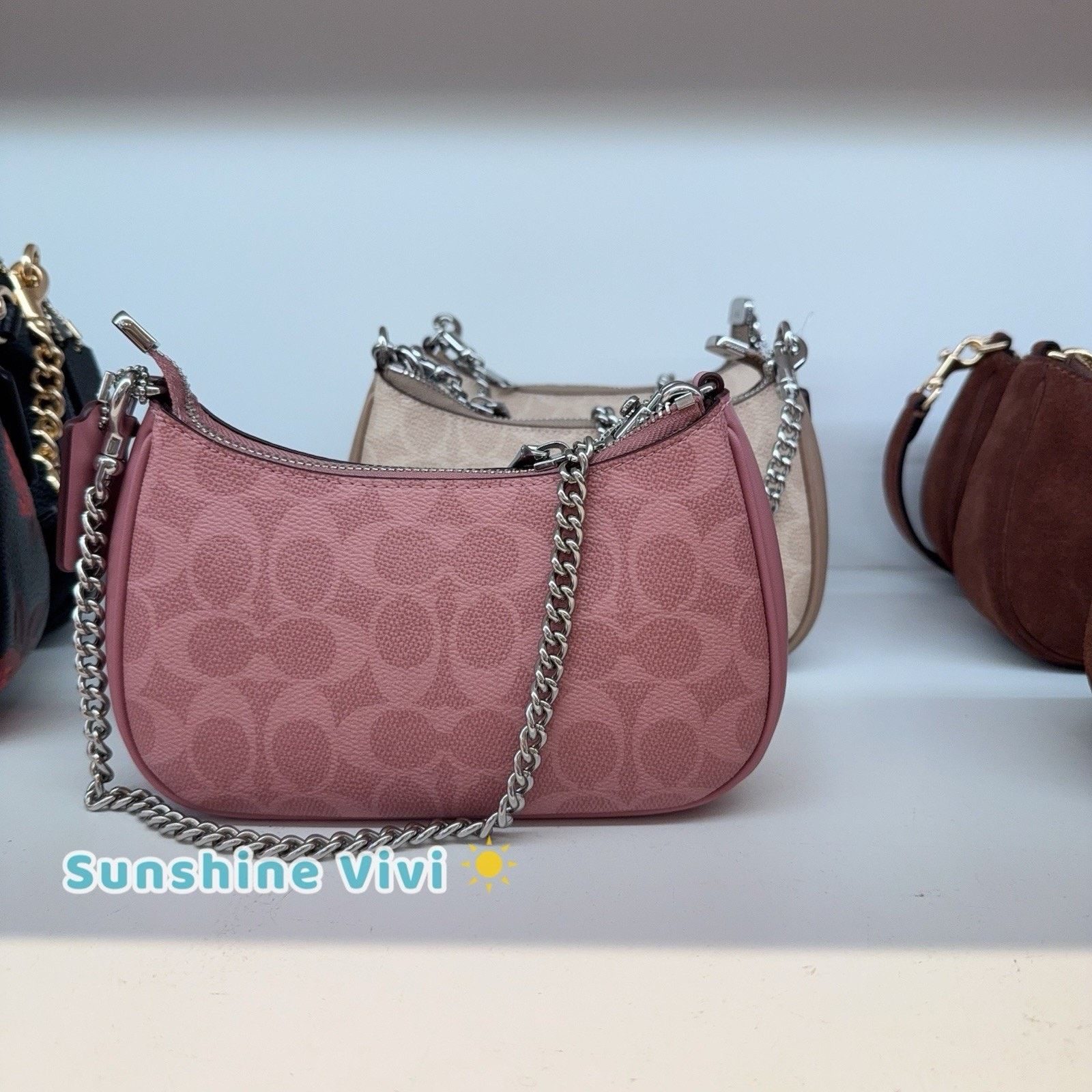 Coach NWT Coach Teri Mini Crossbody Bag Canvas CW323 Dusty Pink Size ONE SIZE - 4 Thumbnail