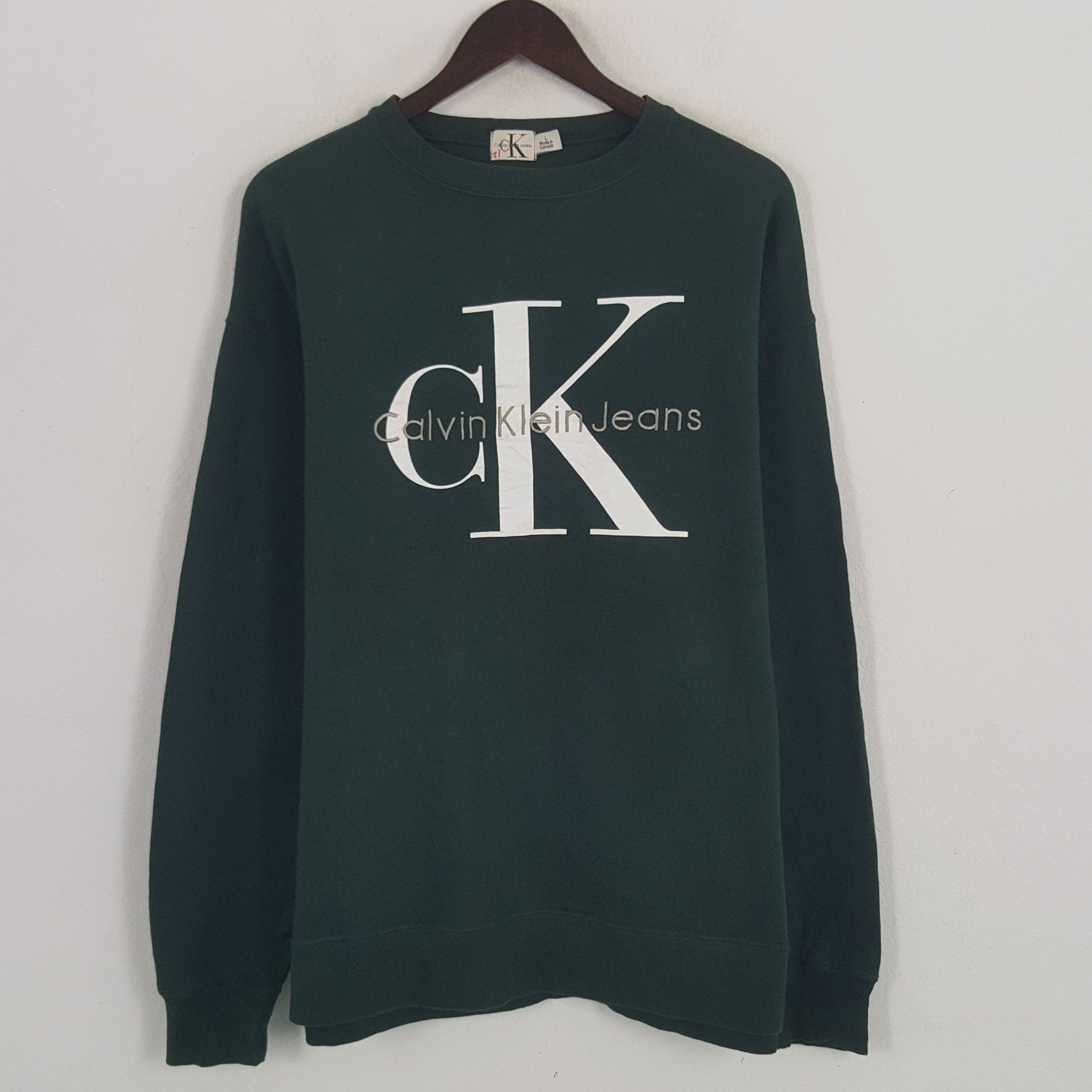 Calvin Klein × Vintage Vintage Calvin Klein Jeans Big Logo Sweatshirt Size US L / EU 52-54 / 3 - 1 Thumbnail