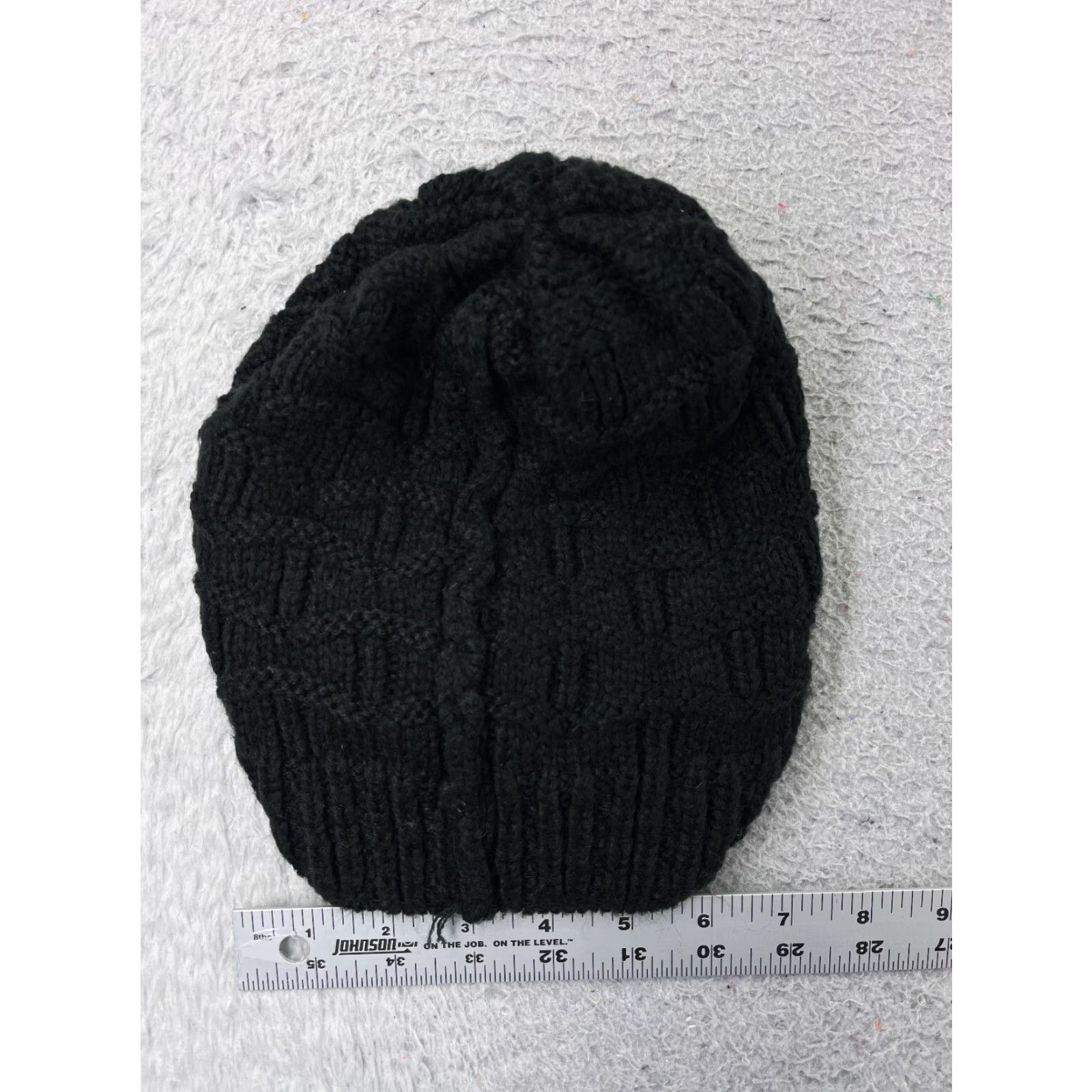 Vintage Womens Beanie One Size Black Cable Knit Acrylic Winter Snow Ski Pom Size ONE SIZE - 5 Thumbnail