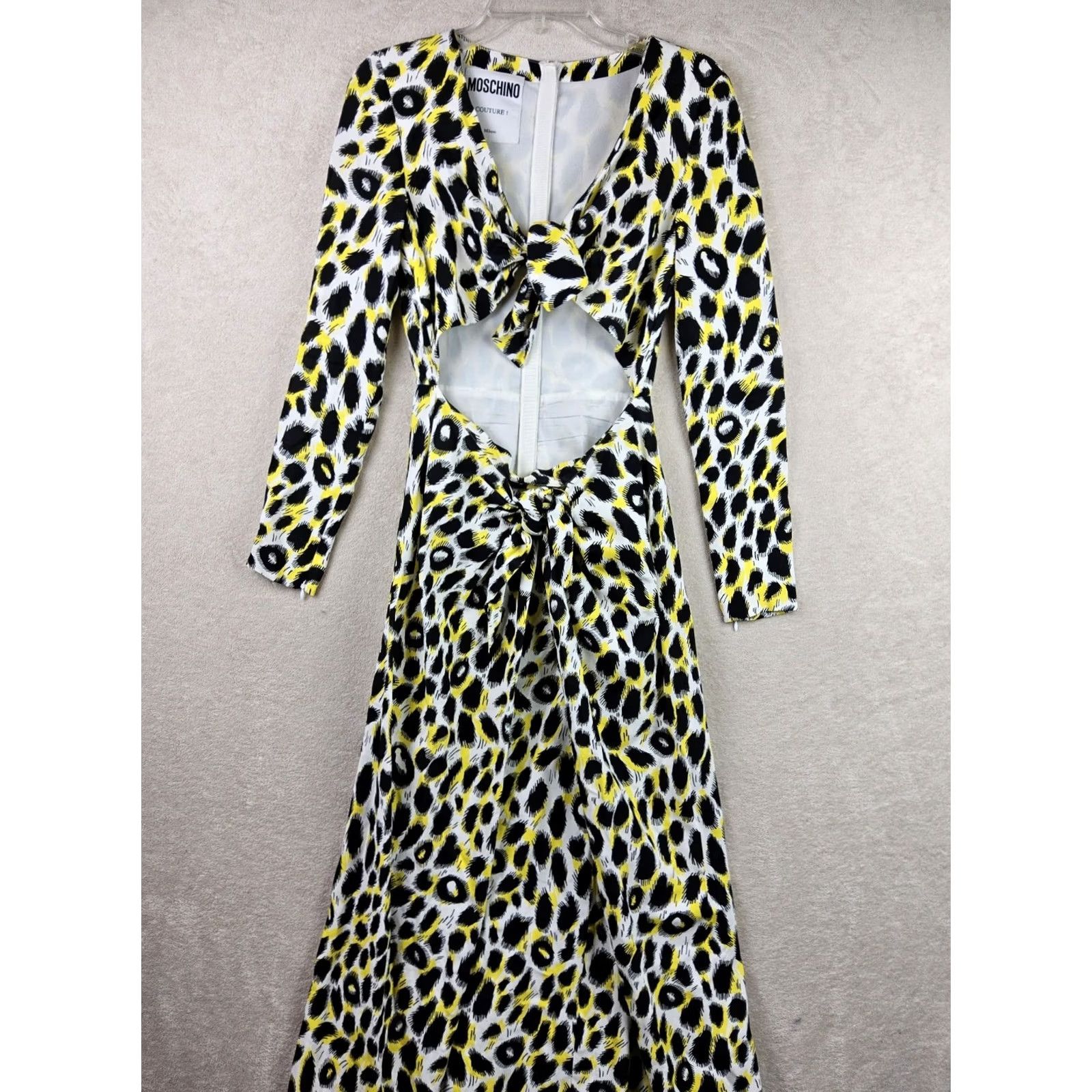 Moschino Moschino Couture Milano Long Sleeve Tie Front Open Midriff Dress Size 6 Multicolor Maxi Women Also Open Midi? Size M / US 6-8 / IT 42-44 - 3 Thumbnail