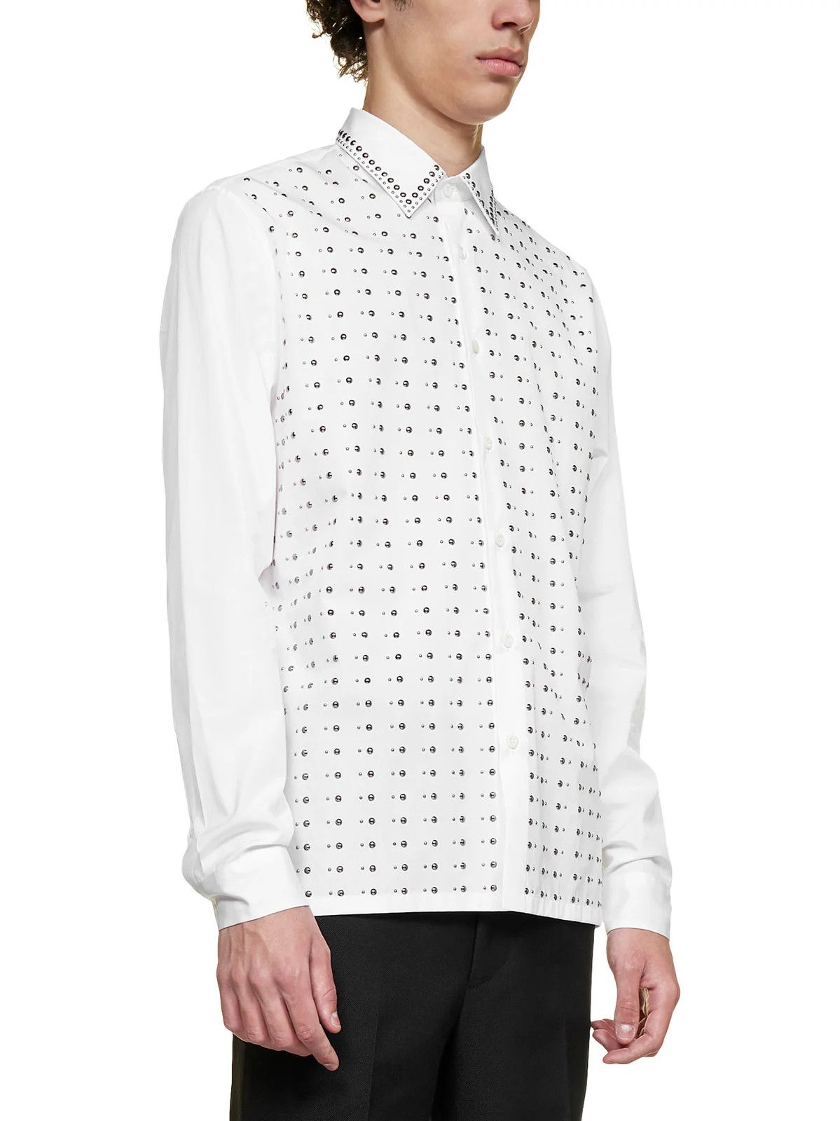 Prada o1mt1gz0225 Stud Embellished Party Shirt in White/Silver Size US XL / EU 56 / 4 - 2 Thumbnail