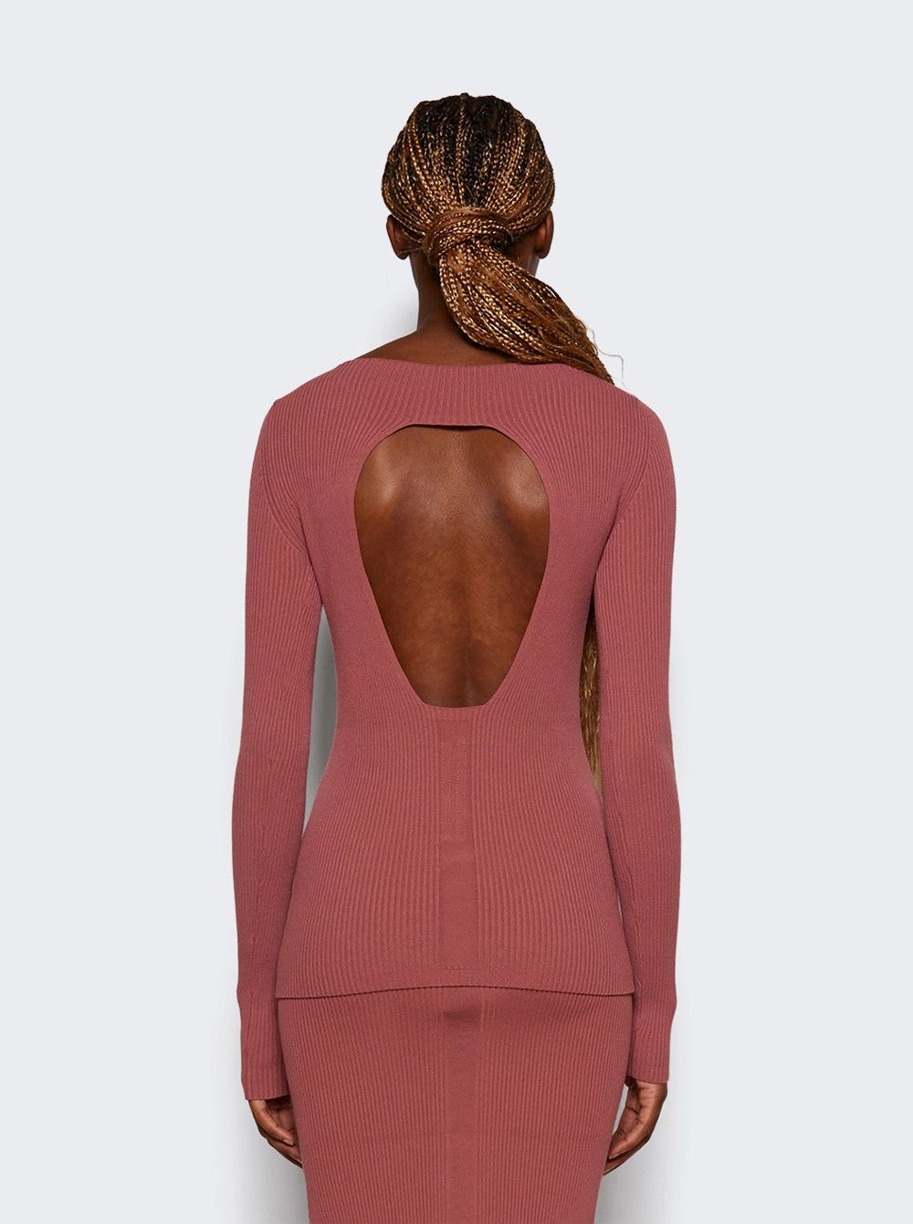 Rick Owens o1mle0426 Cutout Ribbed Top in Pink Size XS / US 0-2 / IT 36-38 - 5 Thumbnail
