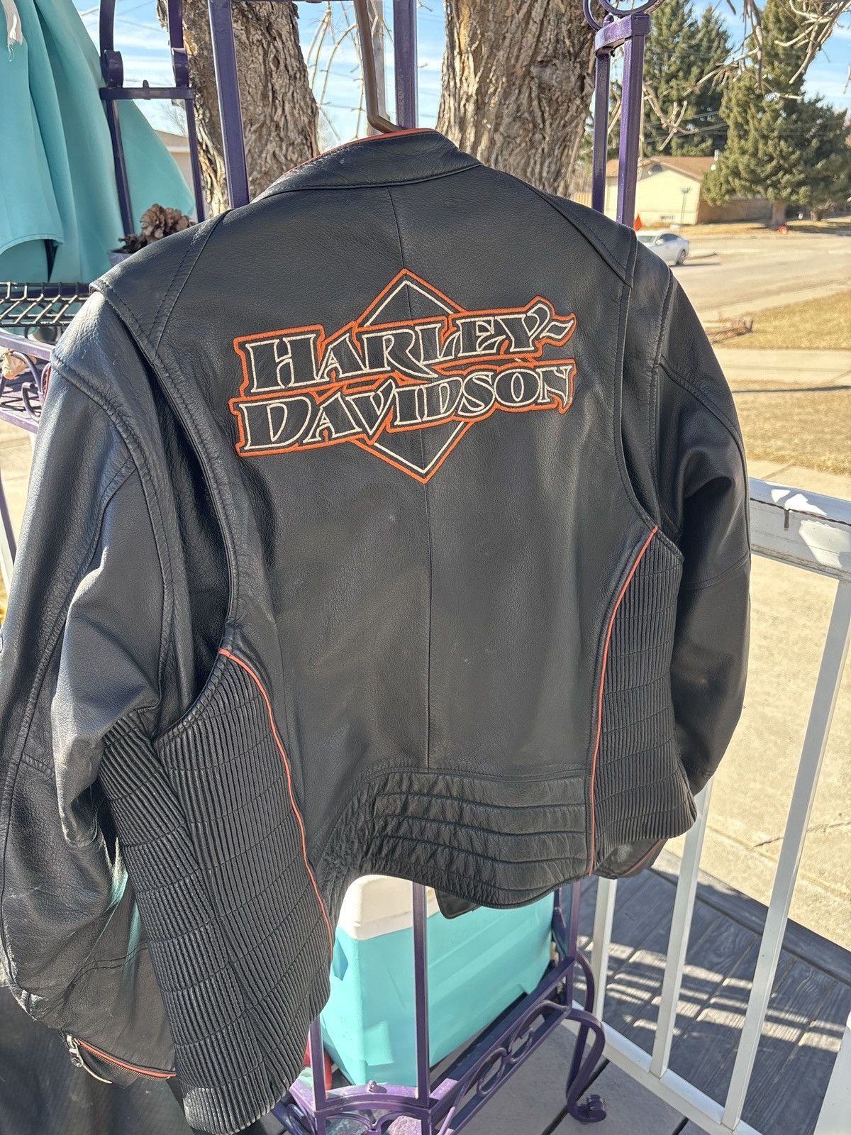 Harley Davidson Harley Davidson Black and Orange Biker Jacket. Size XL / US 12-14 / IT 48-50 - 2 Thumbnail