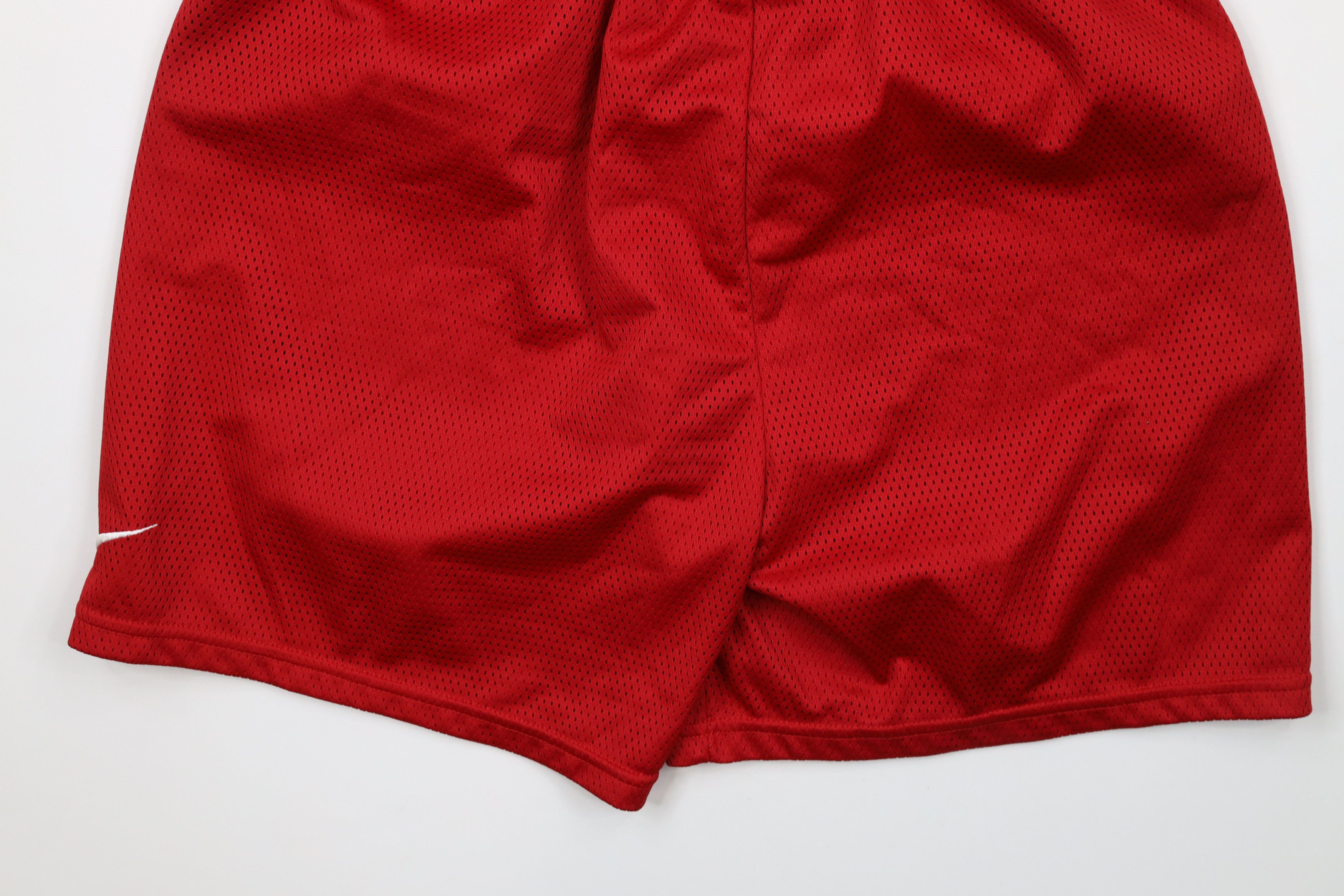 Nike × Vintage Vintage 90s Nike Mini Swoosh Above Knee Mesh Shorts Red Size US 34 / EU 50 - 9 Thumbnail