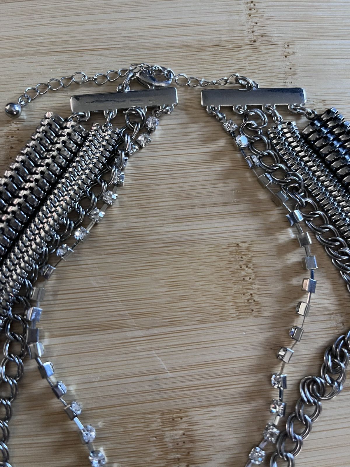 Other Chunky Silver Crystal Marquise Bib Necklace Multi Chain Size ONE SIZE - 4 Thumbnail
