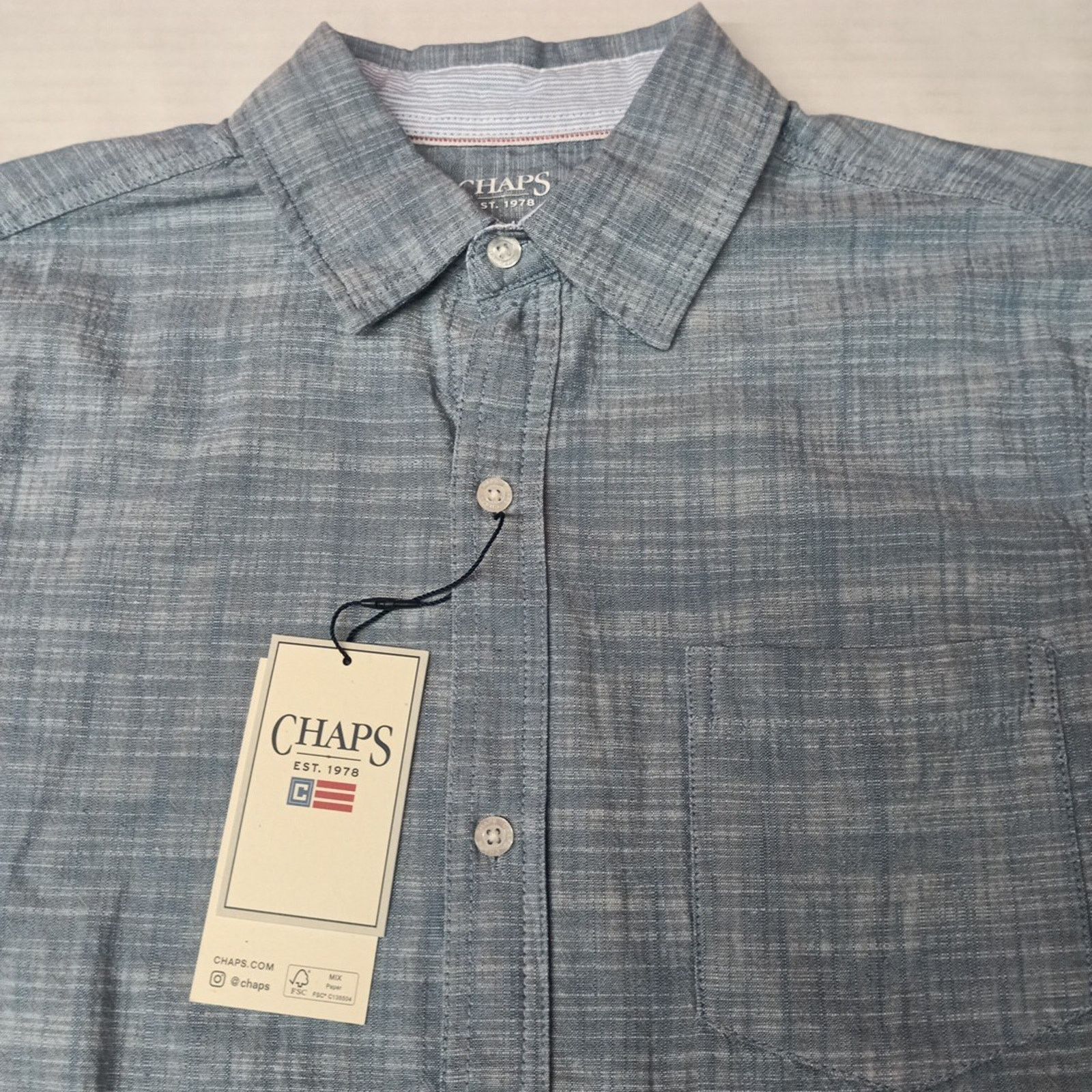 Chaps Chaps Seacoast Wash Chambray Woven Shirt Men's S Blue Shadow Size US S / EU 44-46 / 1 - 2 Thumbnail