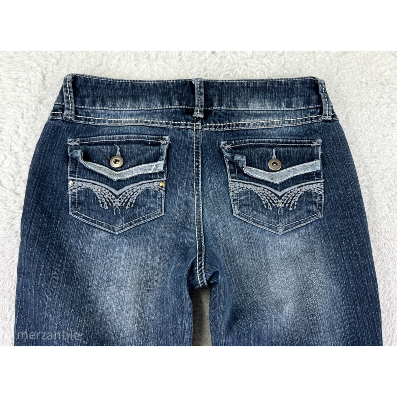 Denime SO Jeans Women 3 Bootcut Denim Blue Cotton Solid Embroidered 5-Pocket Western Cowboy Southwestern Designer Slim Stretch Adult Women Jeans SO Size 26" / US 2 / IT 38 - 3 Thumbnail