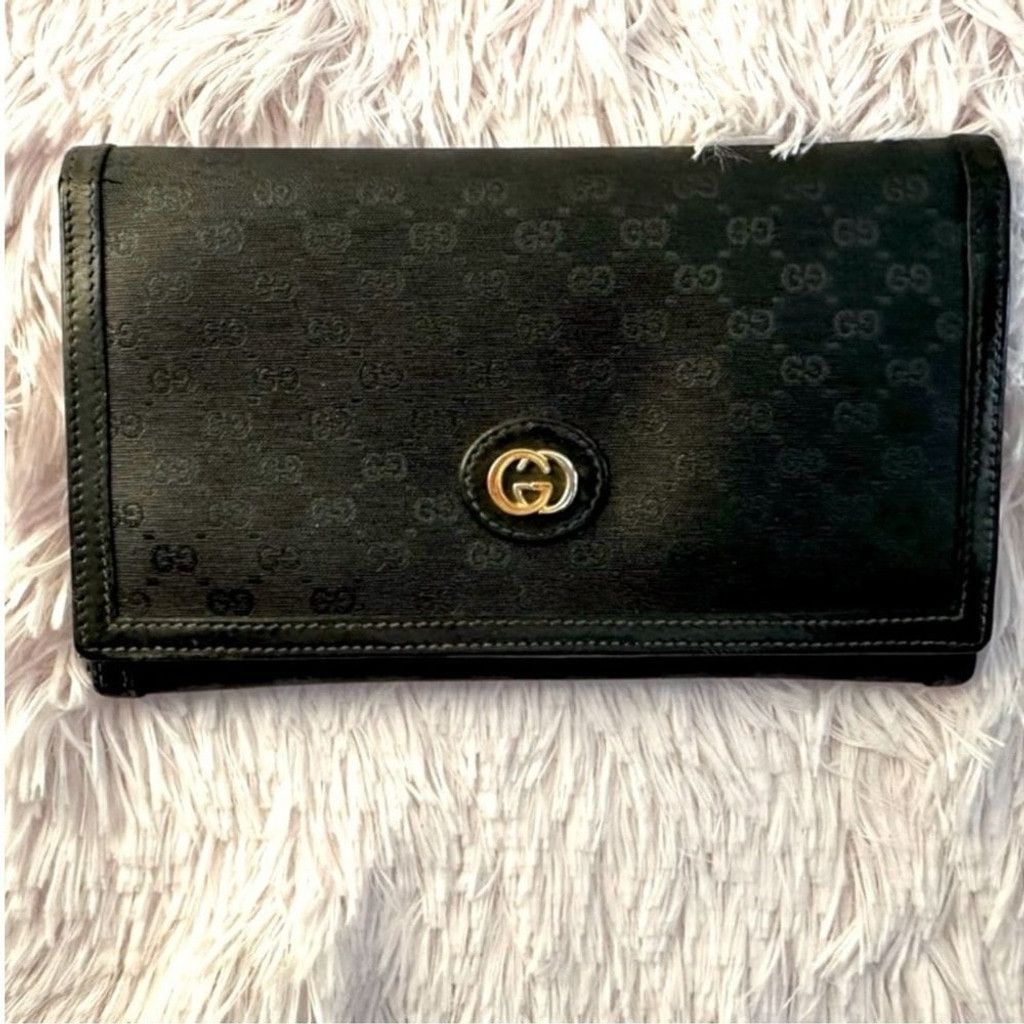 Gucci Gucci Black Wallet with Gold Logo Size ONE SIZE - 1 Thumbnail