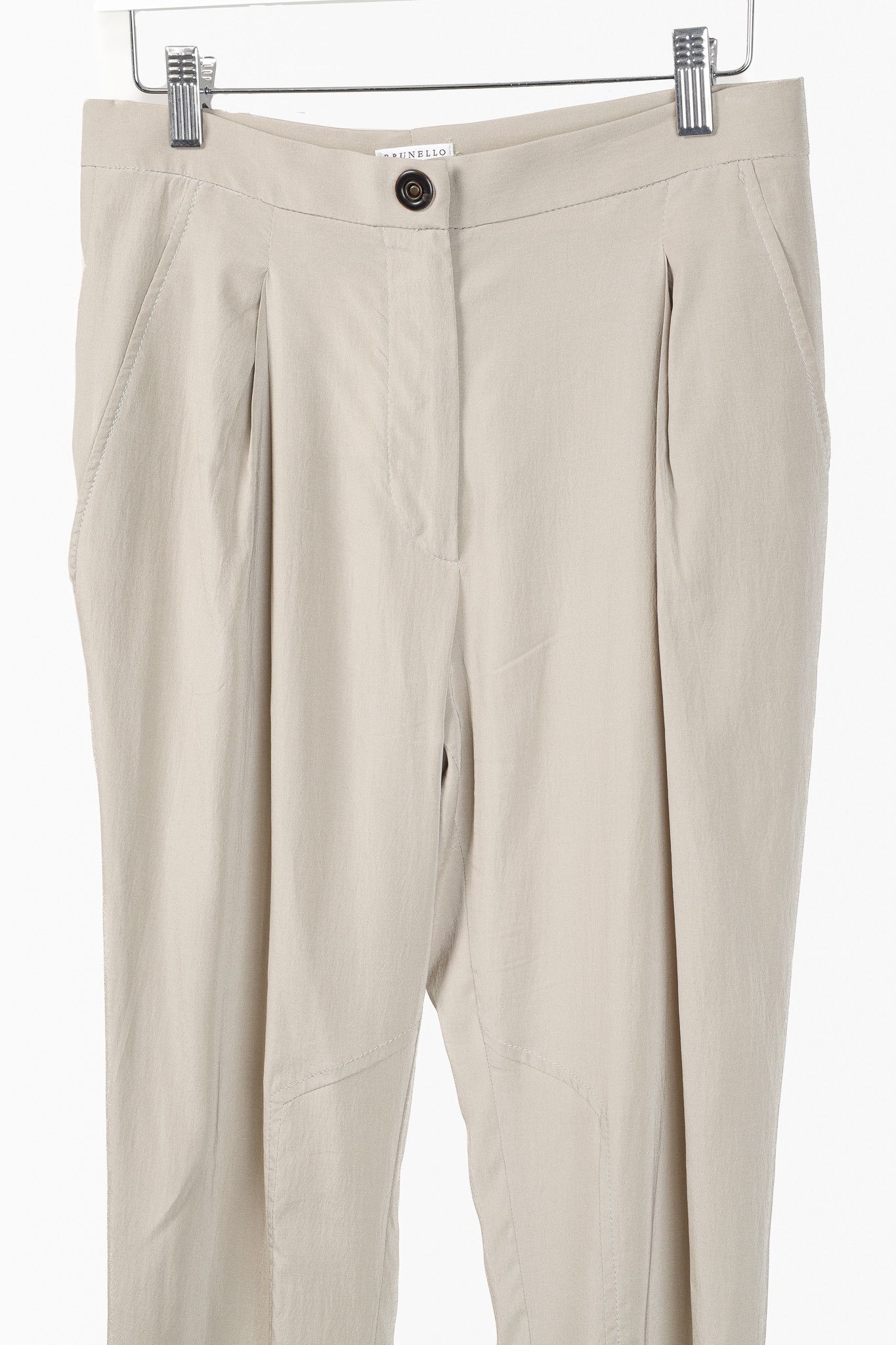 Brunello Cucinelli Brunello Cucinelli Taupe Silk Pleated Trousers Size 28" / US 6 / IT 42 - 2 Thumbnail