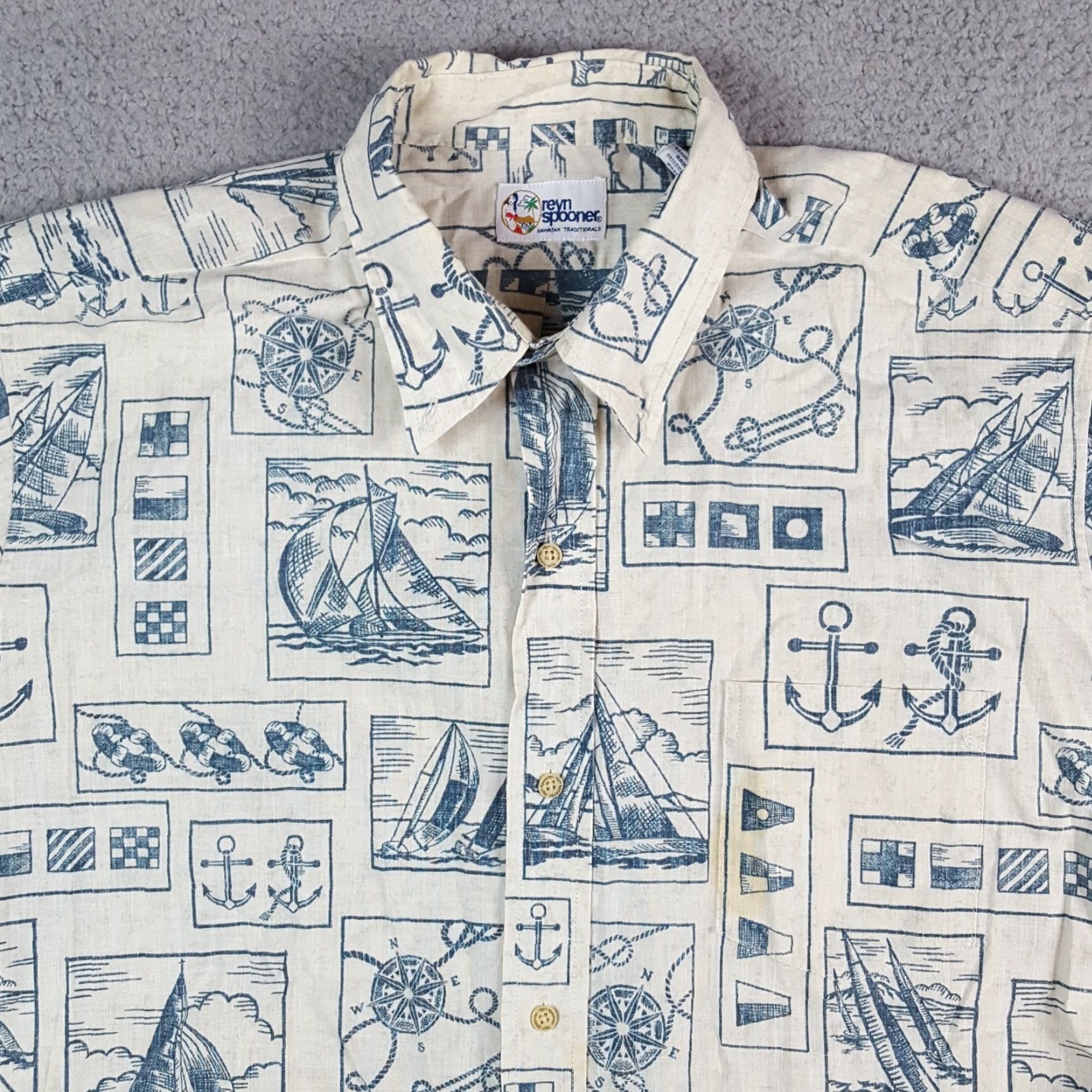 Reyn Spooner VINTAGE Reyn Spooner Hawaiian Nautical Boat Print Shirt Men's L Button-Up Collared Shirt Size US L / EU 52-54 / 3 - 2 Thumbnail
