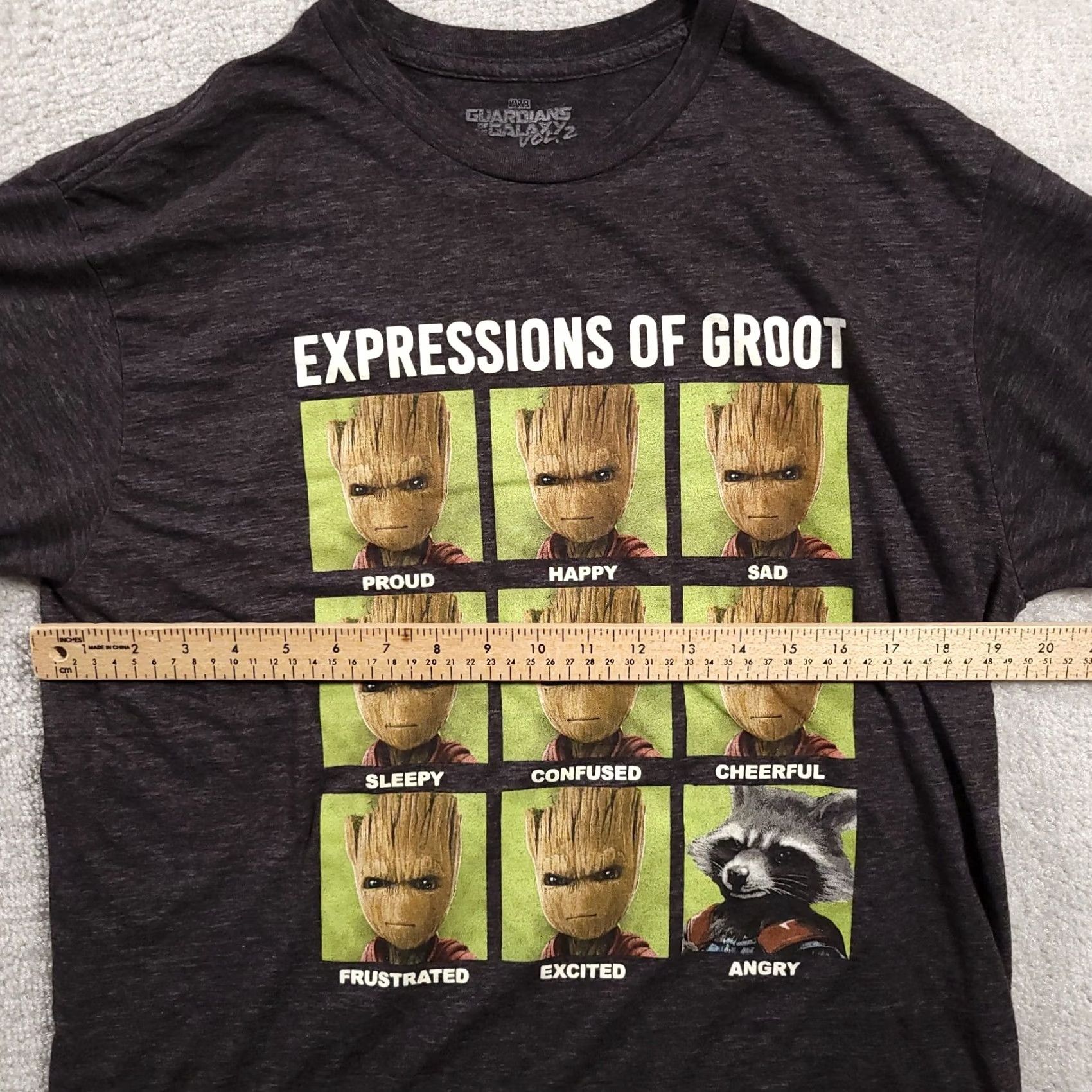 Vintage VINTAGE Guardians Of The Galaxy Vol. 2 Groot Shirt Marvel Gray L Teen Mens Crew Neck Short Sleeve T-Shirt Cartoon Expressions Graphic Print Size US L / EU 52-54 / 3 - 3 Thumbnail