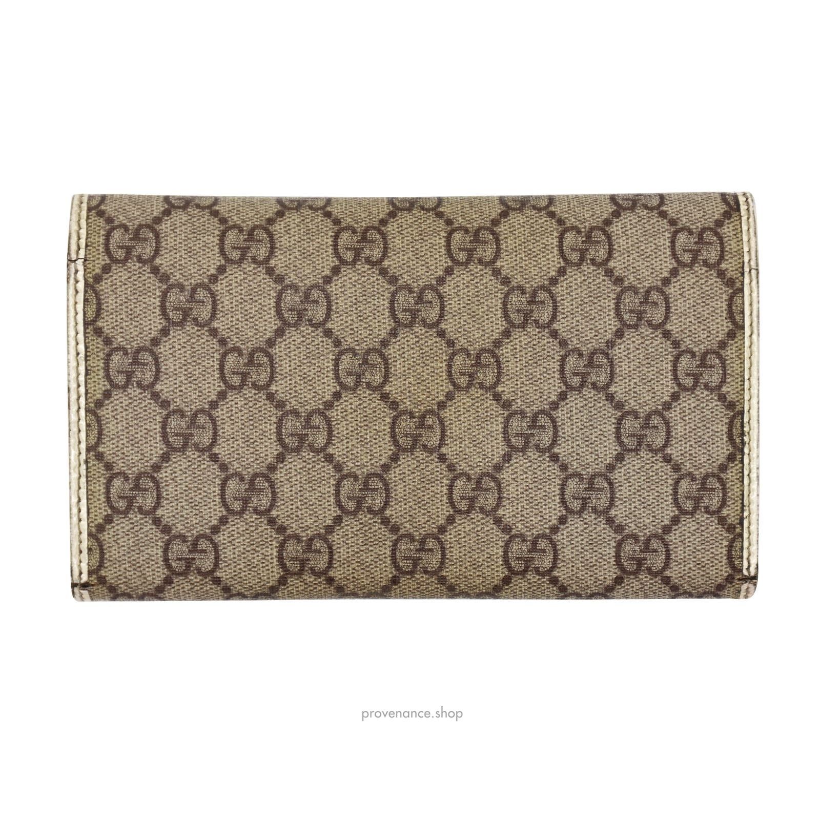 Gucci 🔴 Gucci Long Wallet - GG Supreme Brown/White Size ONE SIZE - 2 Thumbnail