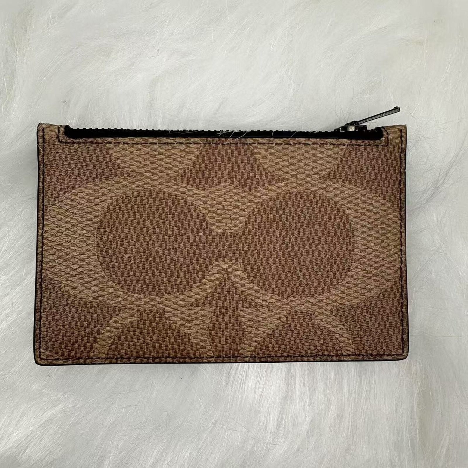 Coach Coach Zip Card Case In Blocked Signature Canvas In Sand/Tan Size ONE SIZE - 3 Thumbnail