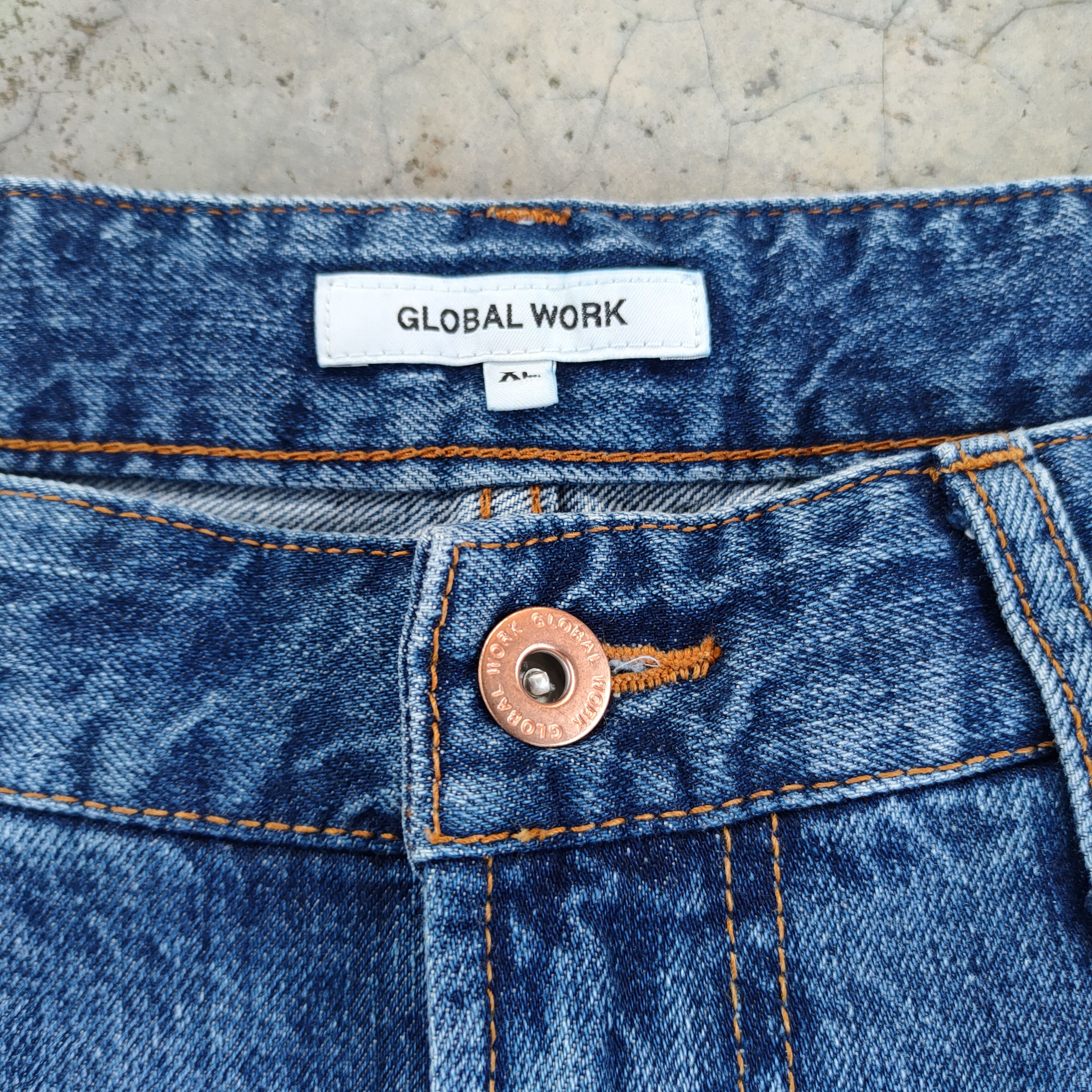 Global Work VINTAGE GLOBAL WORK FADED DISTRESSED DENIM JEAN PANTS Size US 35 - 4 Thumbnail