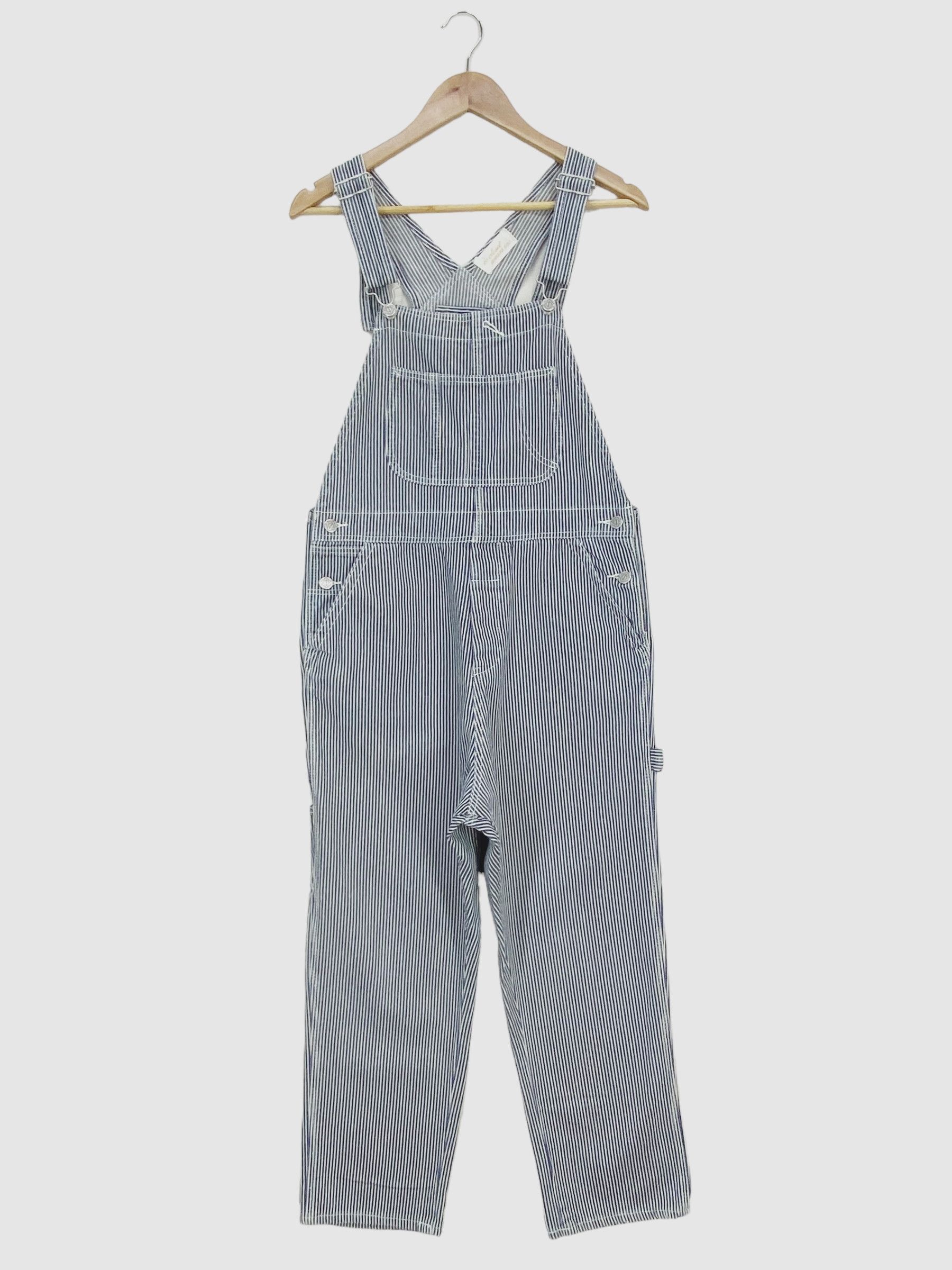 Japanese Brand W Closet Denim Bib Overalls Hickory Workwear Size US 35 - 2 Thumbnail