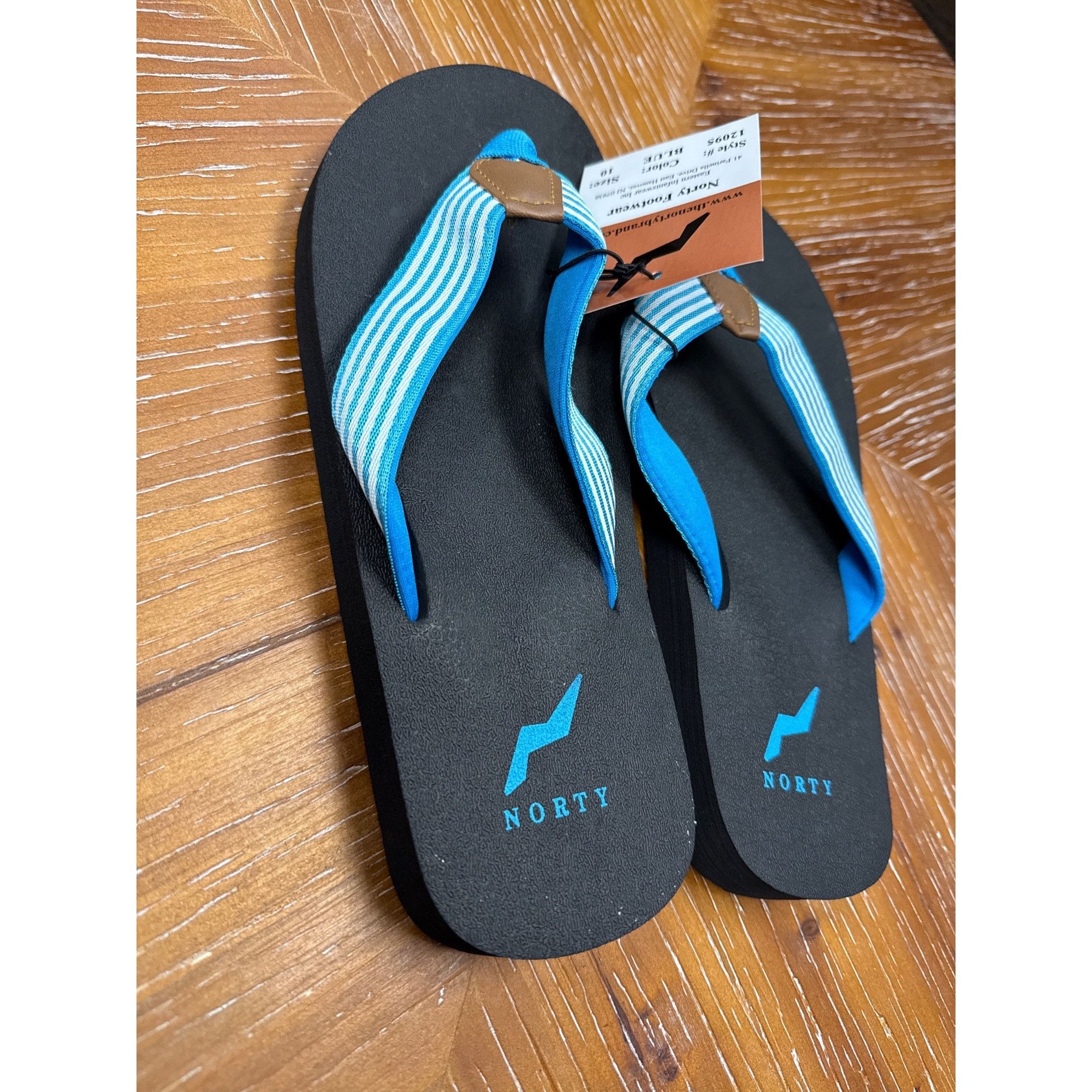 Other Norty Unisex Blue & Black Flip Flops With Striped Straps Siz Size US 10 / IT 40 - 4 Thumbnail