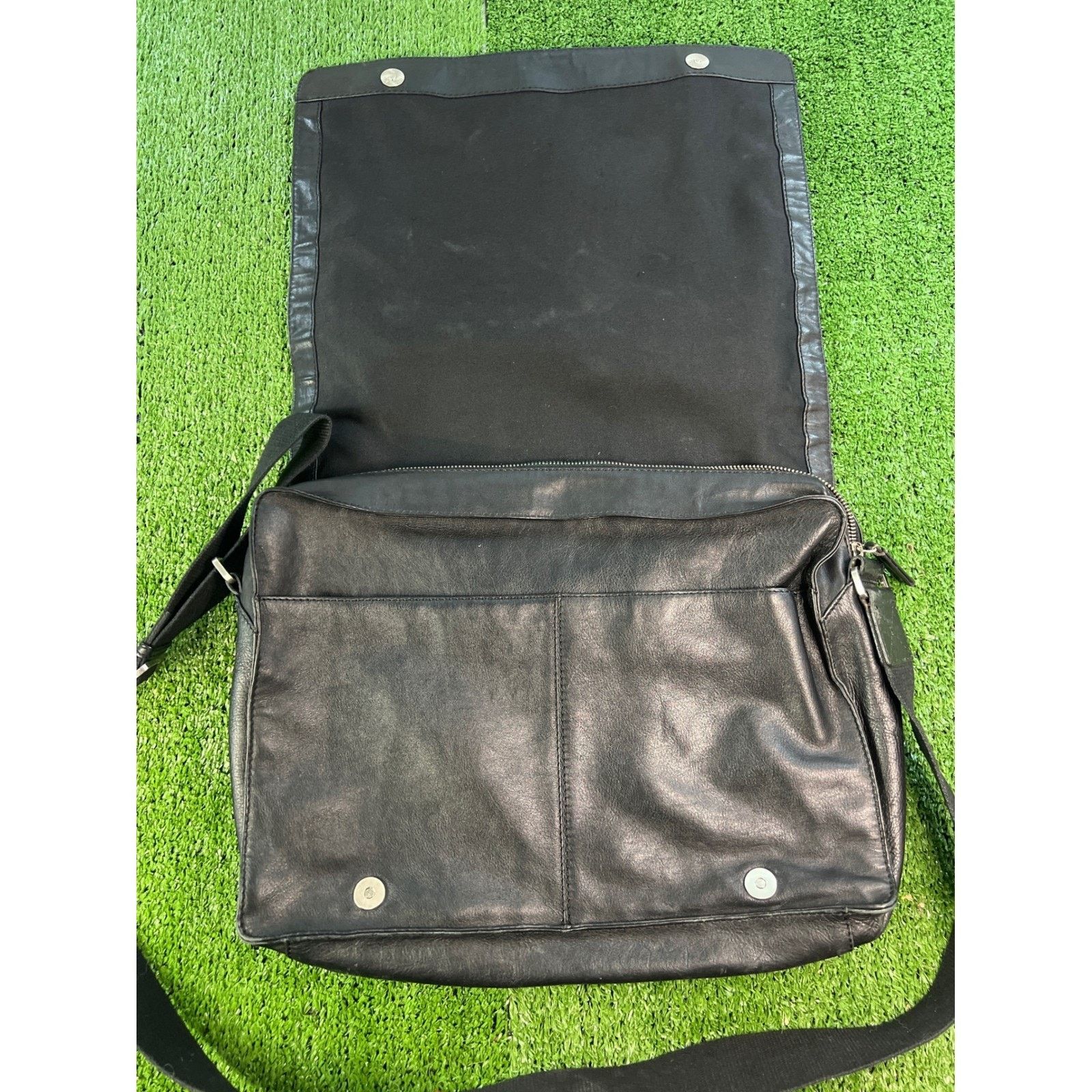 Tiger of Sweden Tiger of Sweden Black Leather Messenger Bag Shoulder Work Size 38 - 3 Thumbnail