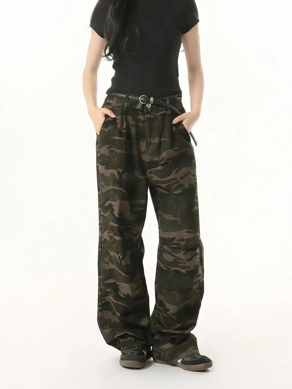 Japanese Brand Retro loose wide leg camouflage jeans Size US 32 / EU 48 - 6 Thumbnail