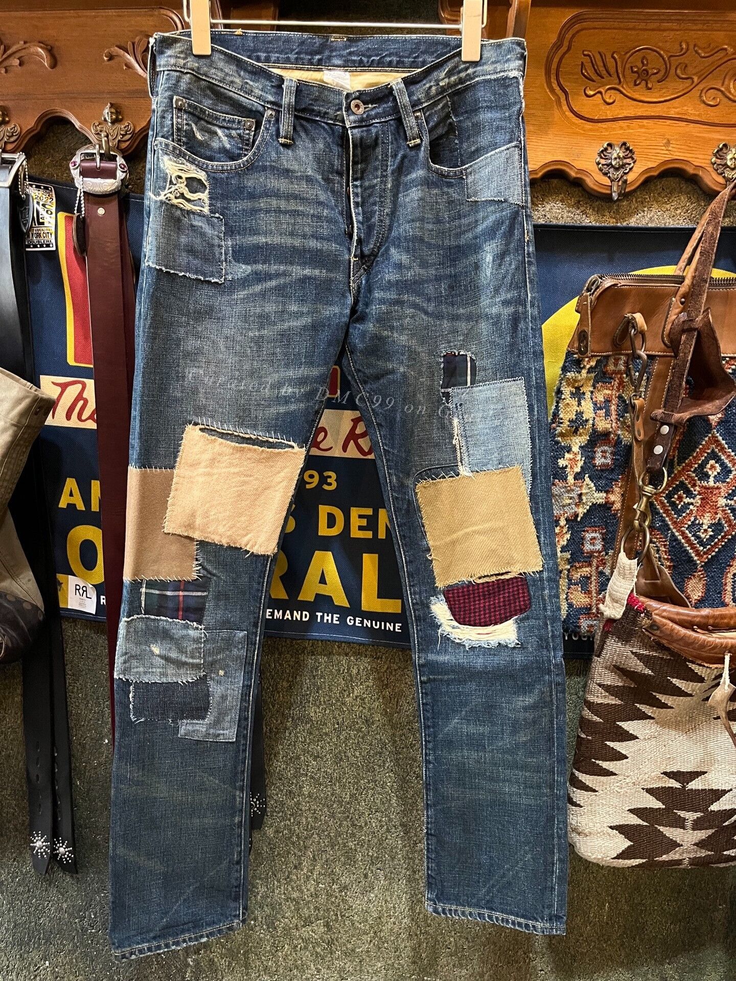 Rugby Ralph Lauren RRL Distressed Patch Denim Jeans | Grailed