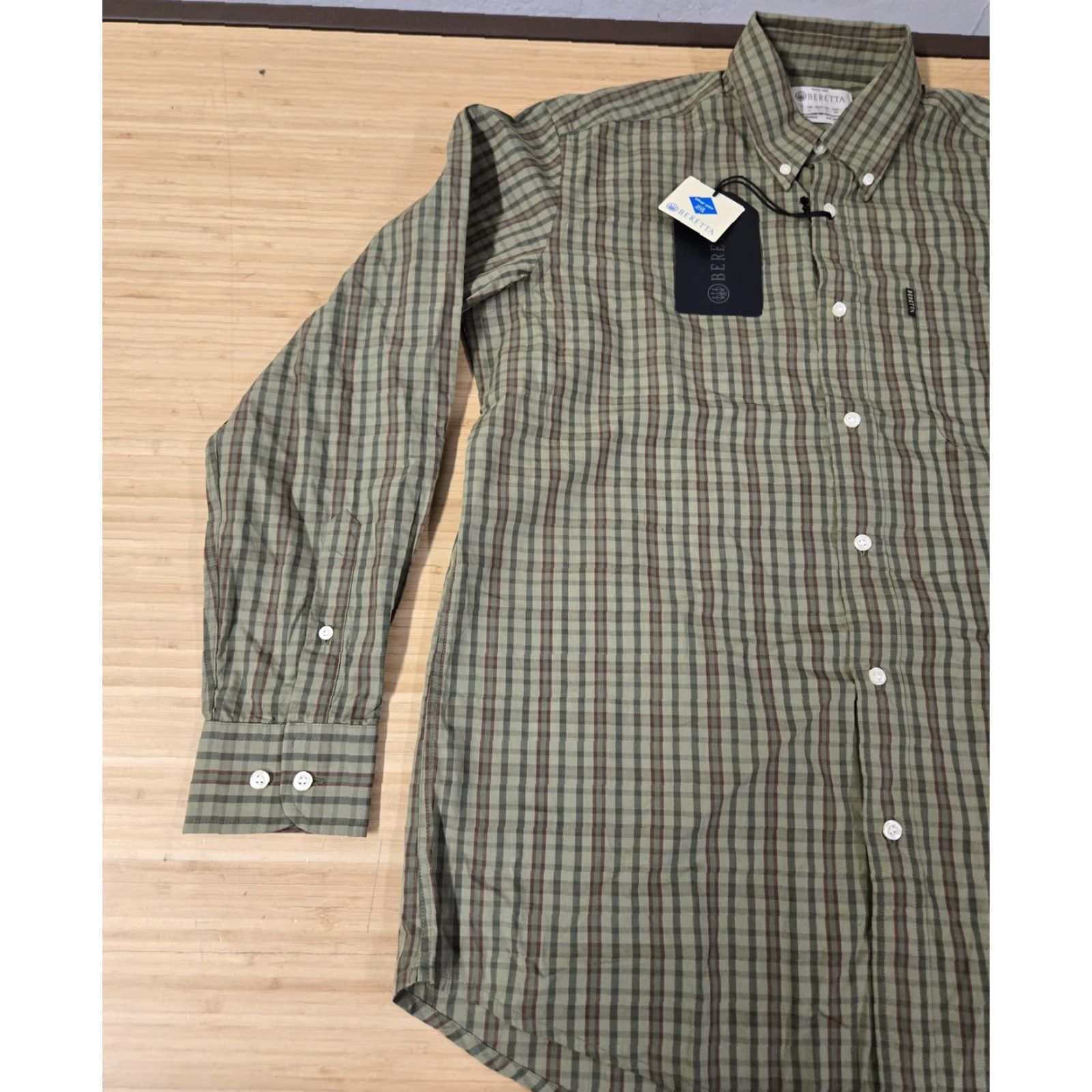 Vintage Beretta Shirt Mens Large Green Plaid Button Down Long Sleeve Hunting Tartan NWT Size US L / EU 52-54 / 3 - 3 Thumbnail
