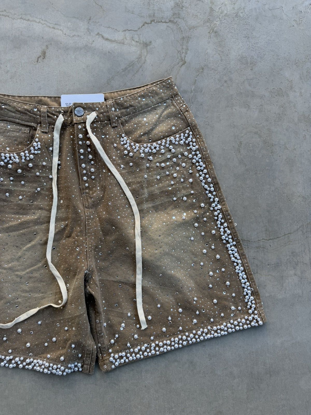 Vale Vale Forever Sand Storm Rhinestone Jorts – Tan 32 Size US 32 / EU 48 - 5 Thumbnail