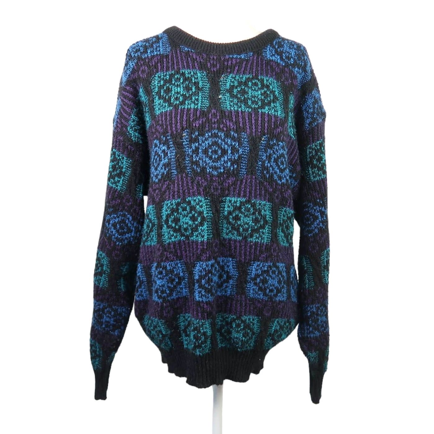 Jantzen VINTAGE Jantzen Mens knit sweater Black teal geometric print S 1980s Mens Size US S / EU 44-46 / 1 - 2 Thumbnail