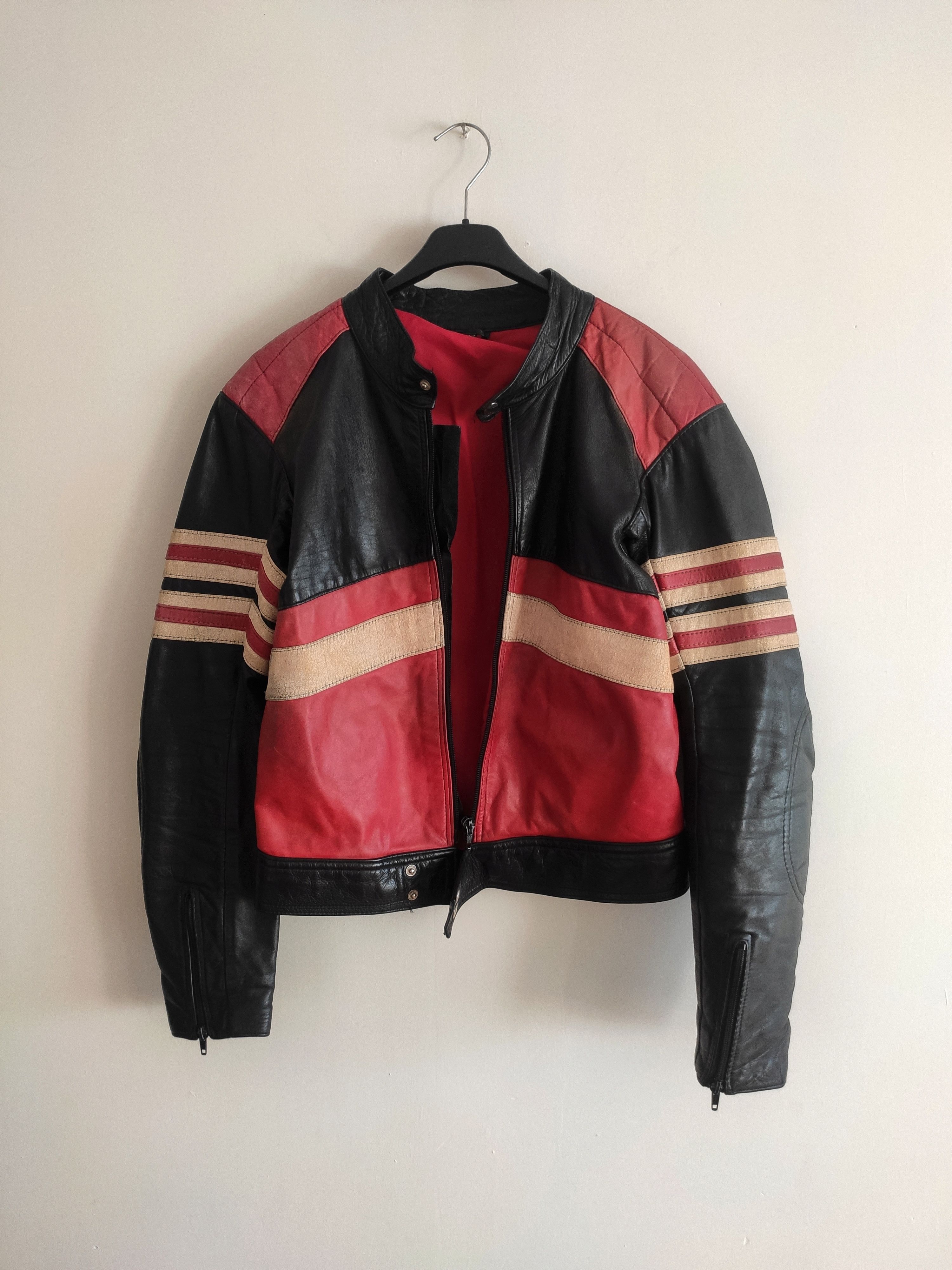 Vintage Black Red vintage Motorcycle biker leather jacket cropped S Size US S / EU 44-46 / 1 - 2 Thumbnail