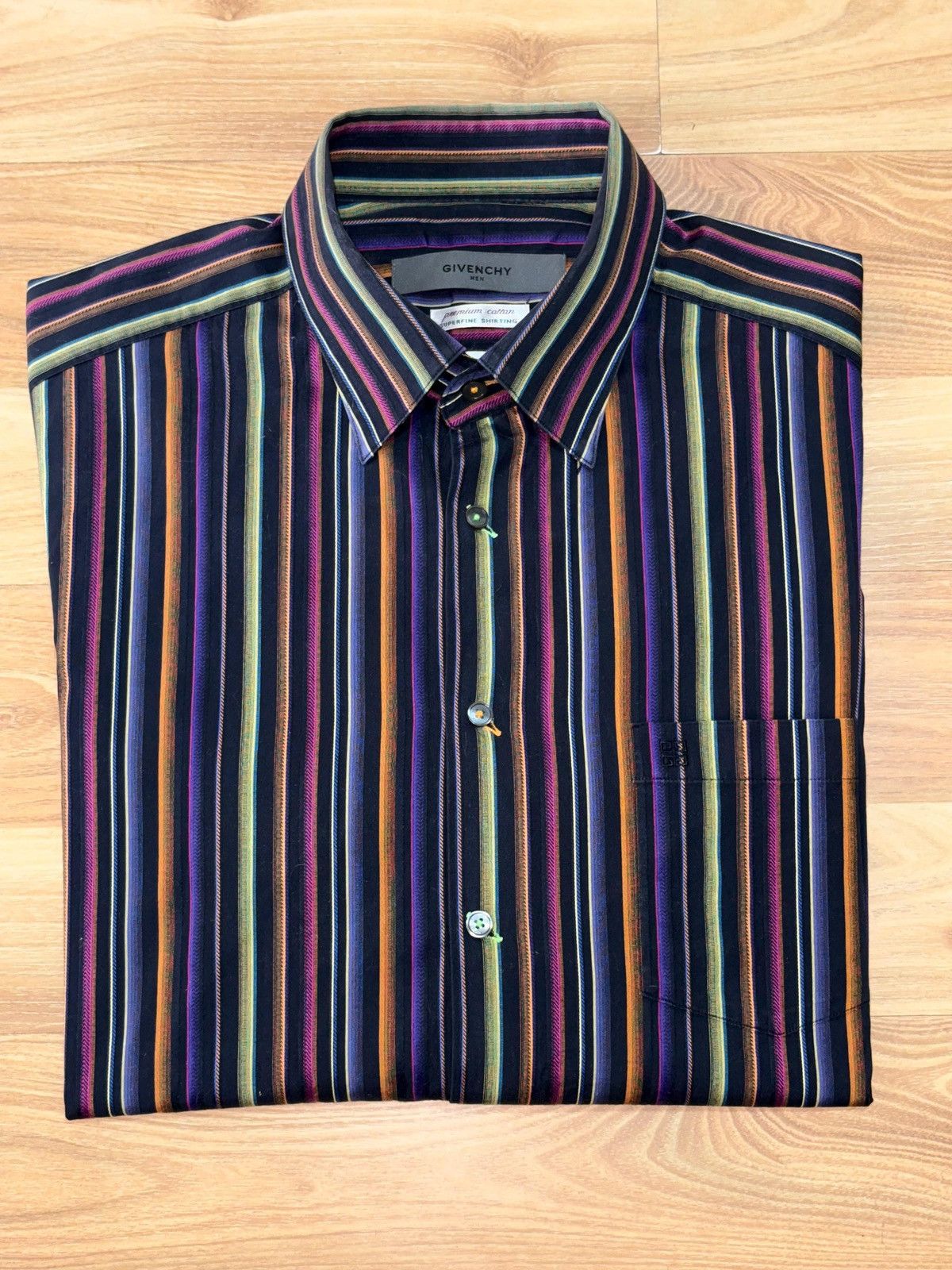 Givenchy VTG Givenchy 4G Logo Rainbow Stripe Shirt Size 105 (L) Size US L / EU 52-54 / 3 - 3 Thumbnail