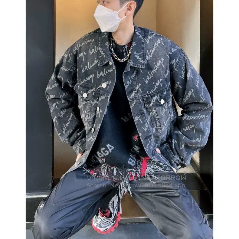 Balenciaga Balenciaga Logo Bullet Screen Printed Denim Jacket Size US M / EU 48-50 / 2 - 6 Thumbnail
