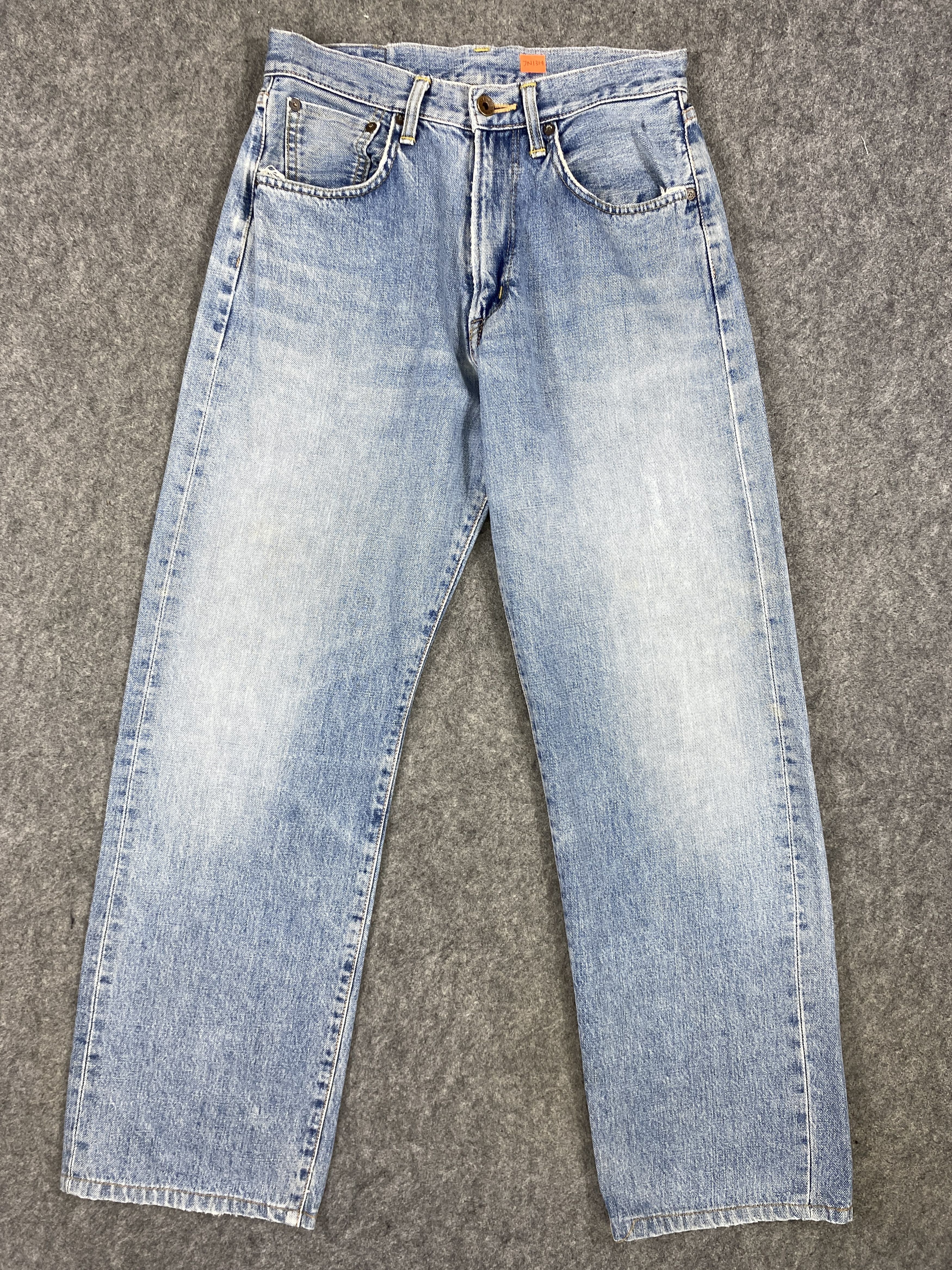 image of Distressed Denim x Hype Redline Mid Blue Vintage Edwin 505 28X29.5 Denim -Jn1314, Men's