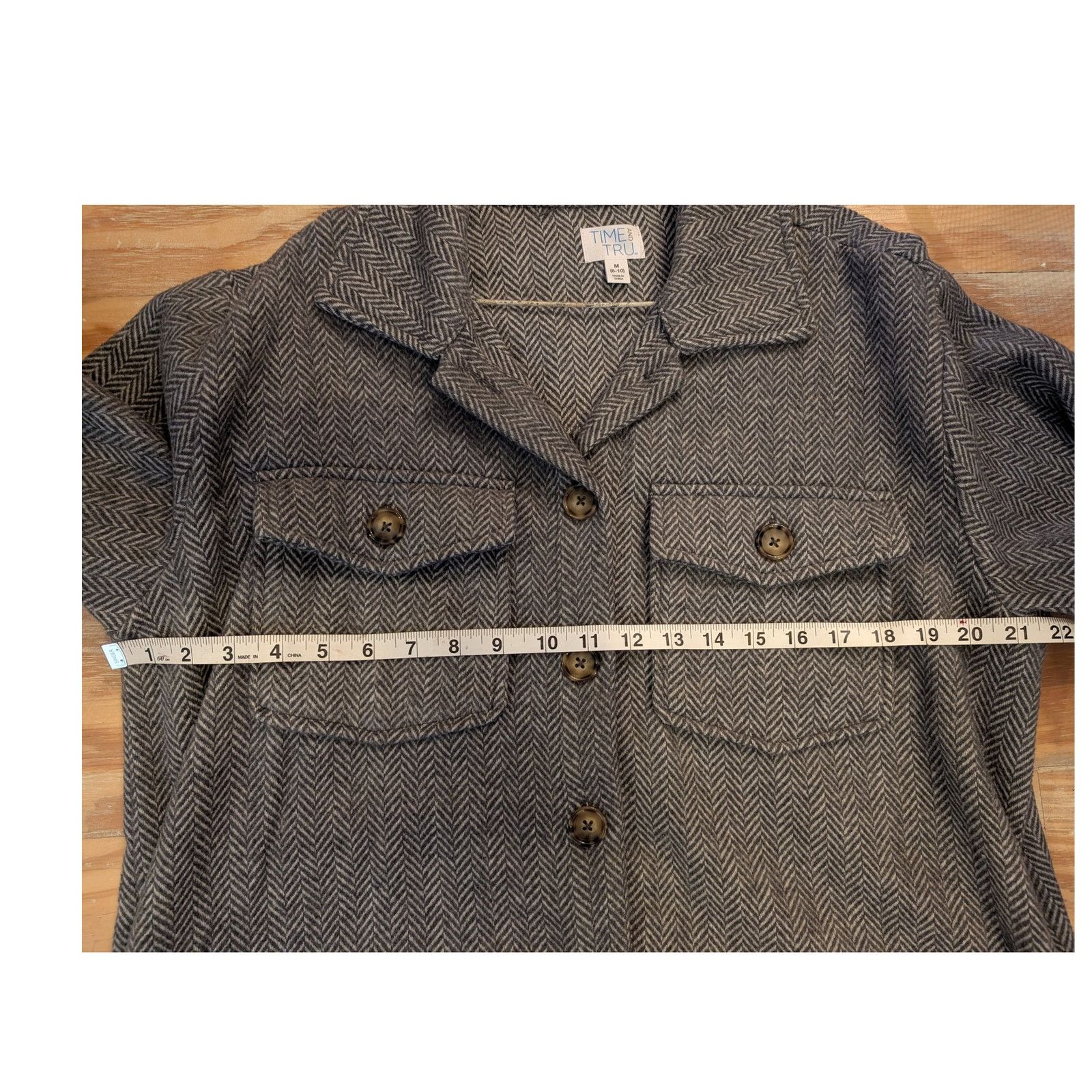 The Unbranded Brand Lds M 8-10 Time /Tru Grey & White Polyester Button Jacket Size M / US 6-8 / IT 42-44 - 3 Thumbnail