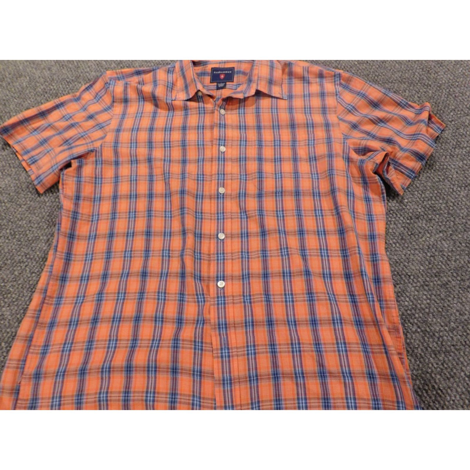 Vintage Saddlebred Shirt Button-Up Plaid Orange Large Easy Care Mens Size US L / EU 52-54 / 3 - 2 Thumbnail